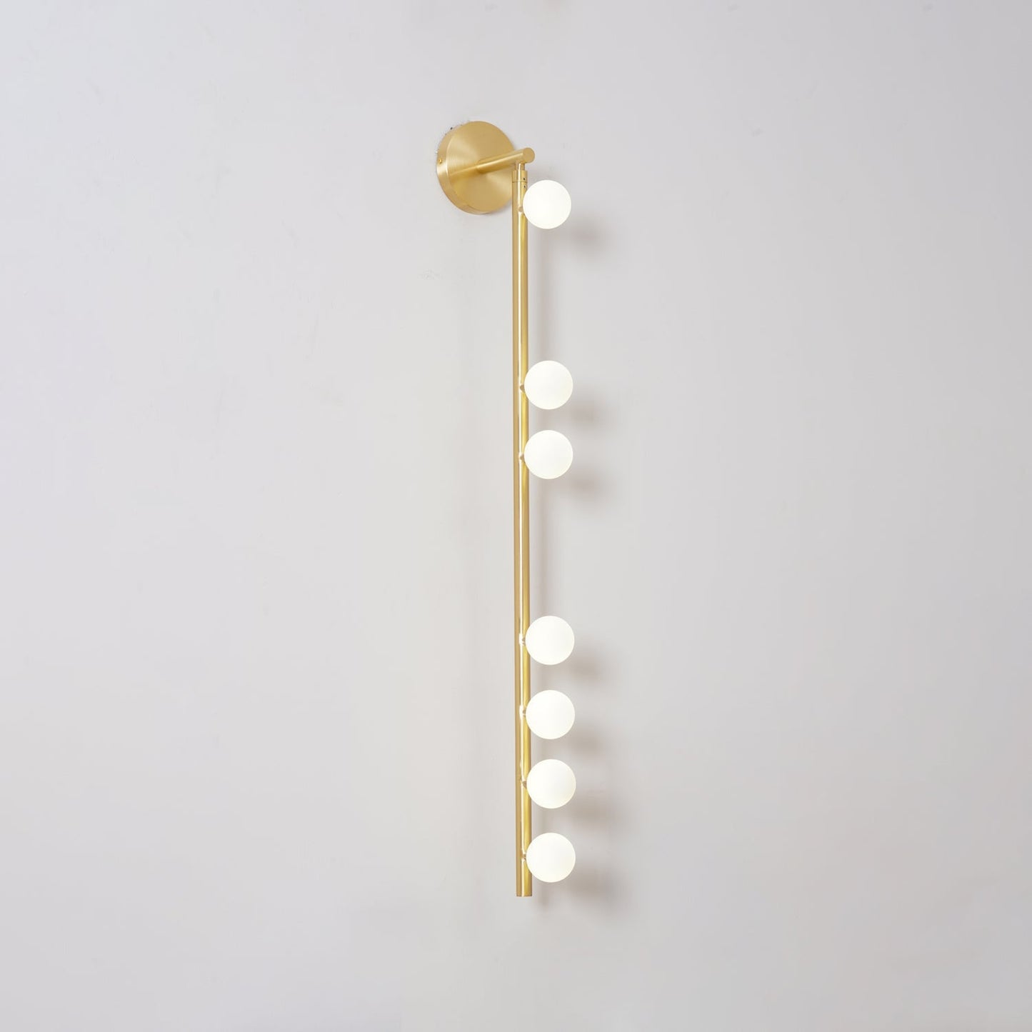 Brass Glass Tube Wall Lamp – Vintage Brass & White Finish