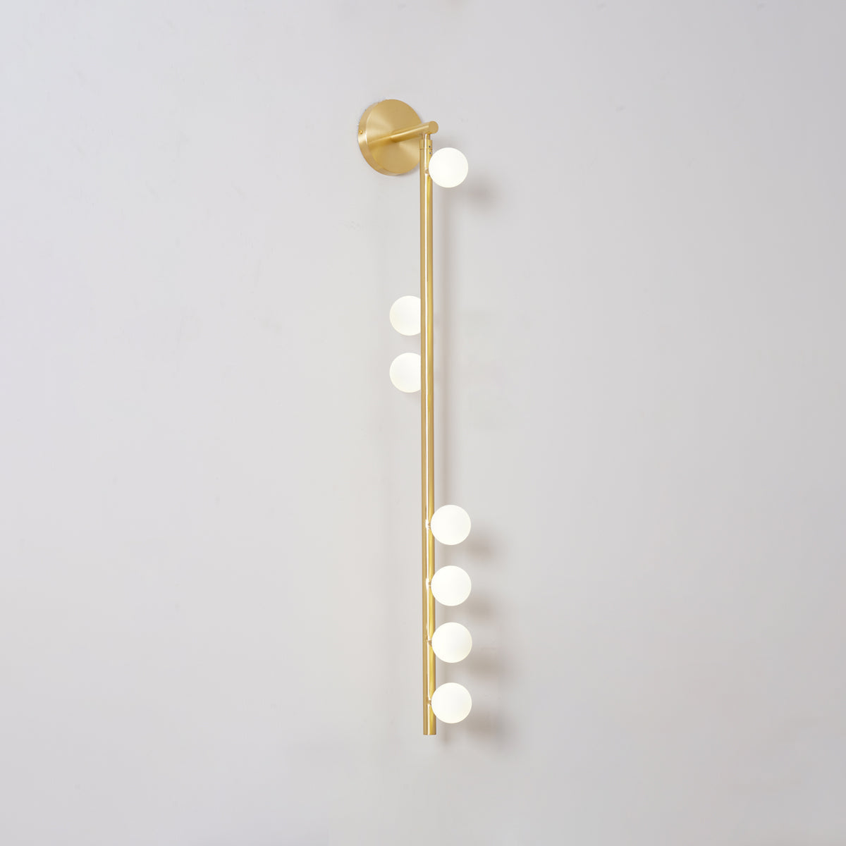Brass Glass Tube Wall Lamp – Vintage Brass & White Finish