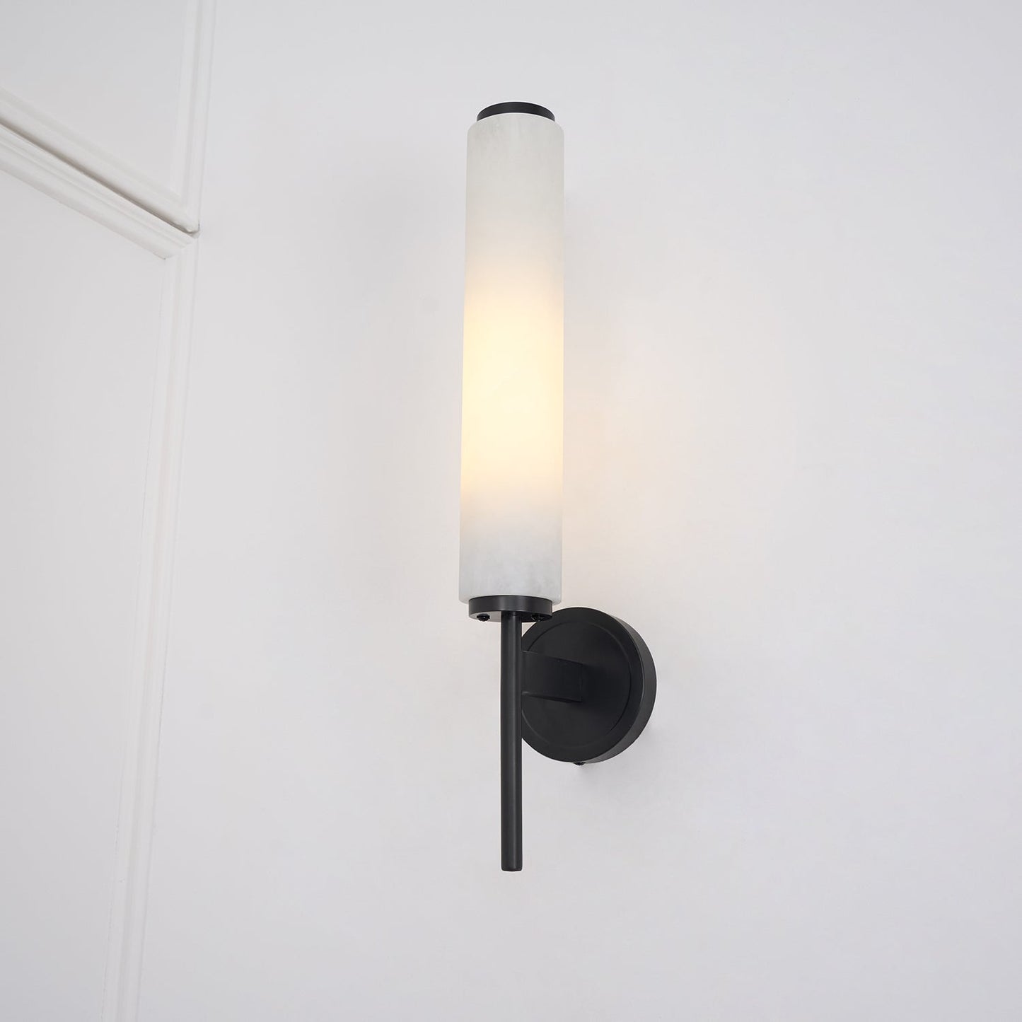 Brindisi Brass & White Alabaster Wall Sconce with LED Glow
