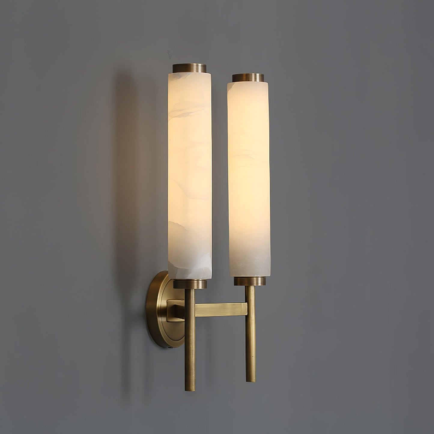 Brindisi Brass & White Alabaster Wall Sconce with LED Glow
