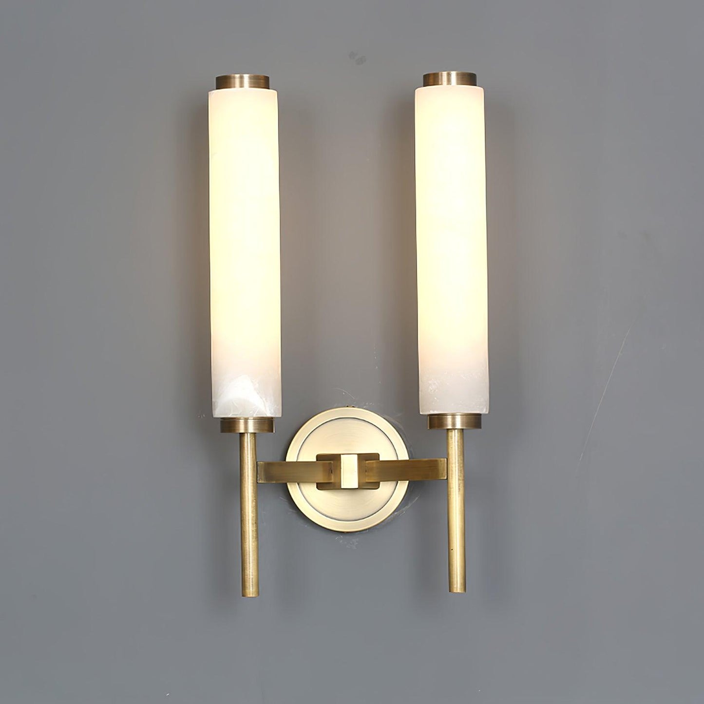 Brindisi Brass & White Alabaster Wall Sconce with LED Glow