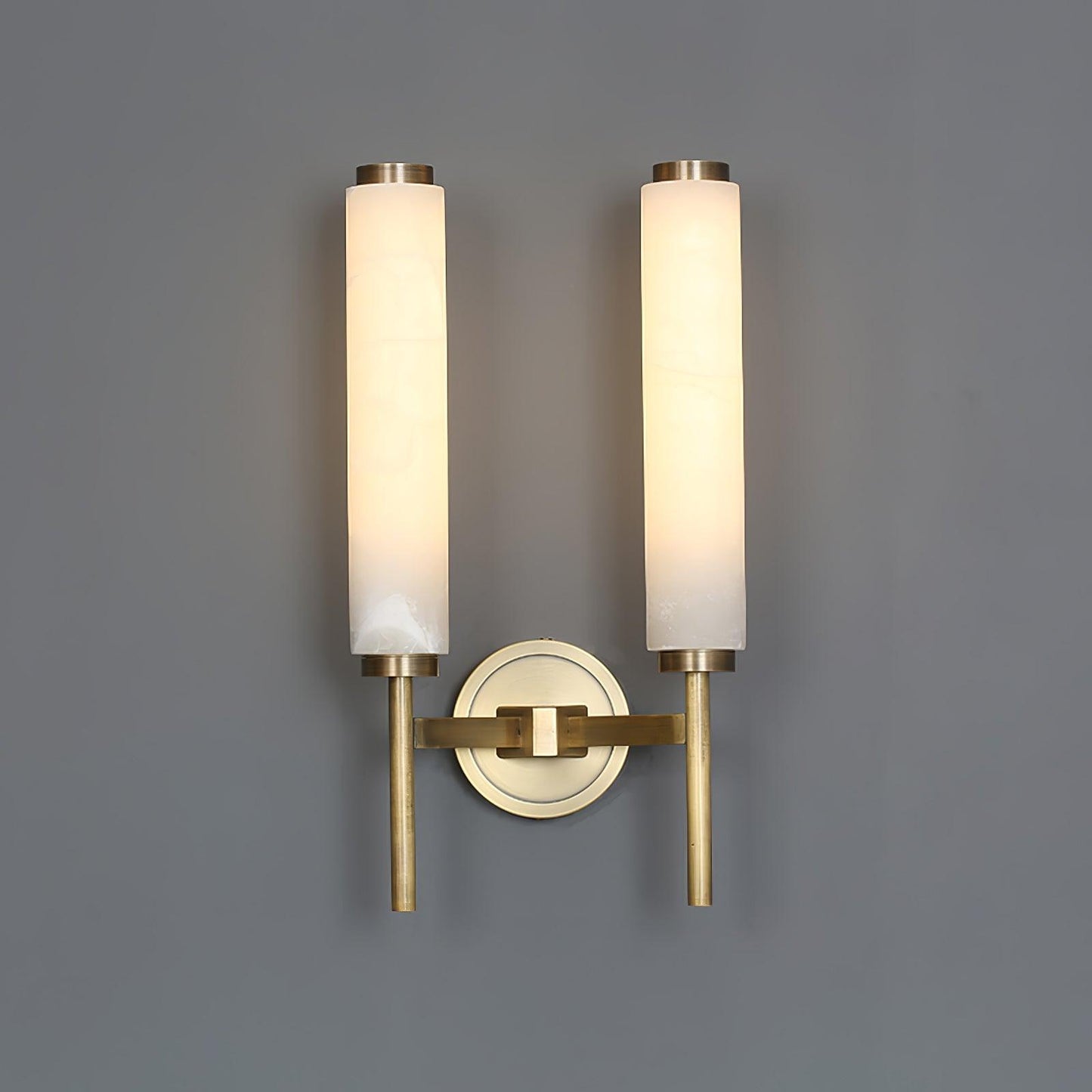 Brindisi Brass & White Alabaster Wall Sconce with LED Glow