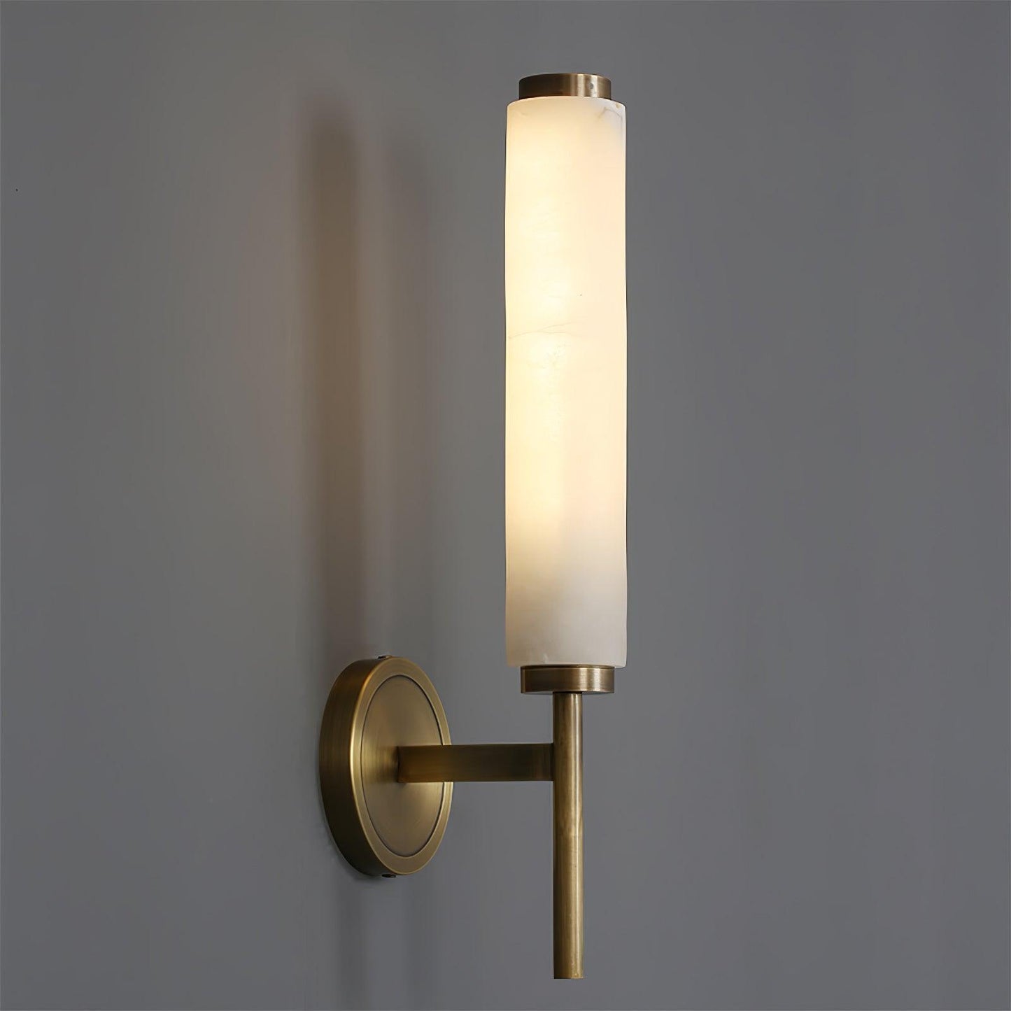 Brindisi Brass & White Alabaster Wall Sconce with LED Glow