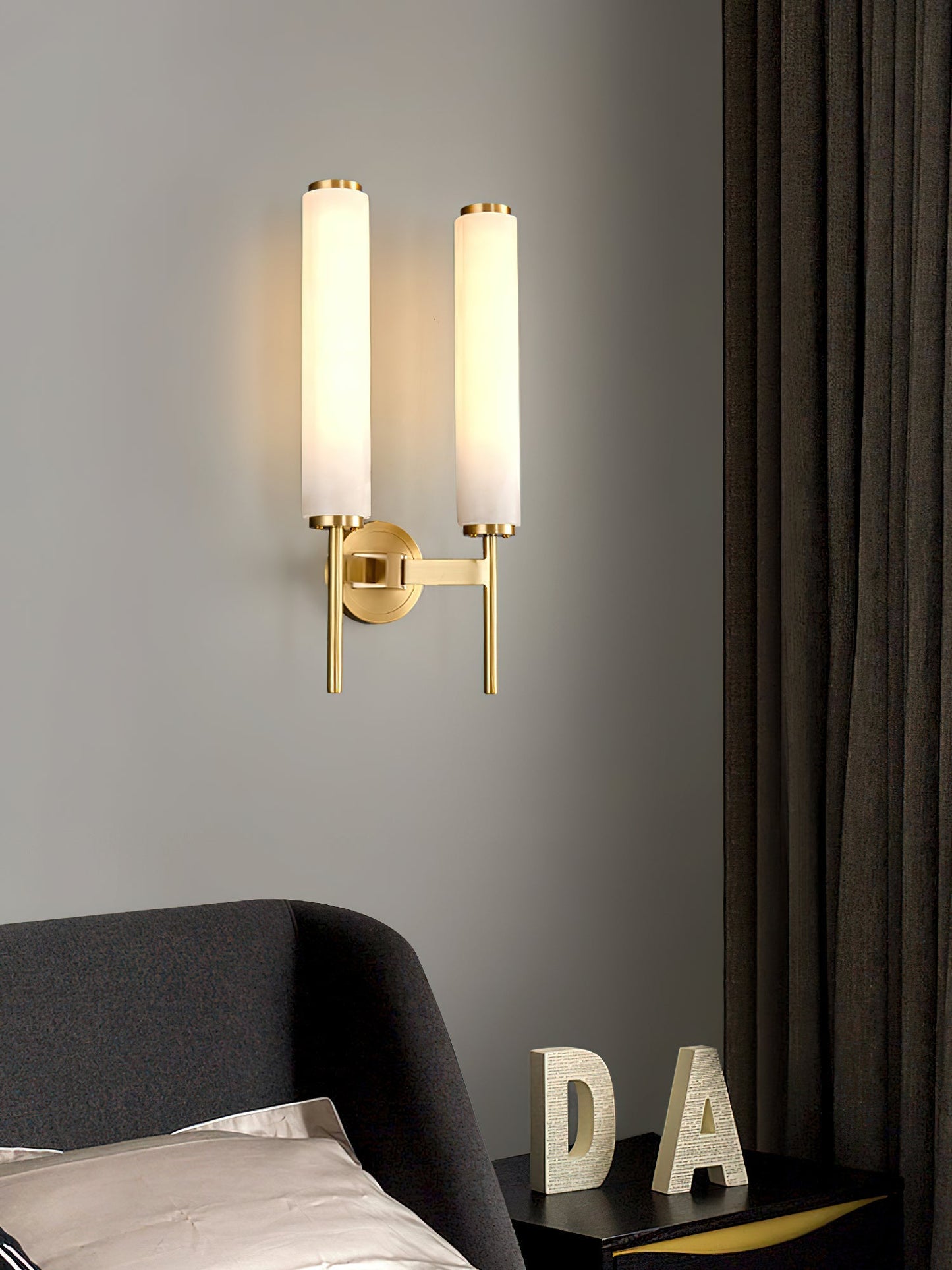 Brindisi Brass & White Alabaster Wall Sconce with LED Glow
