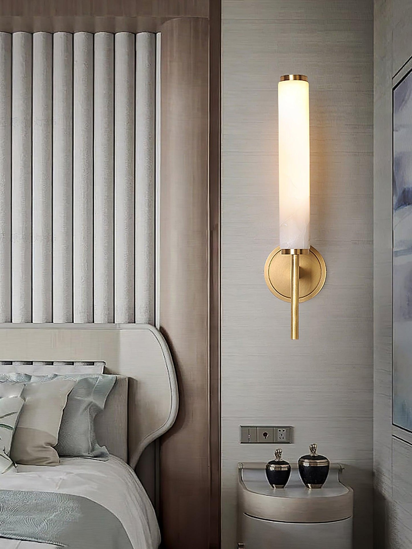 Brindisi Brass & White Alabaster Wall Sconce with LED Glow