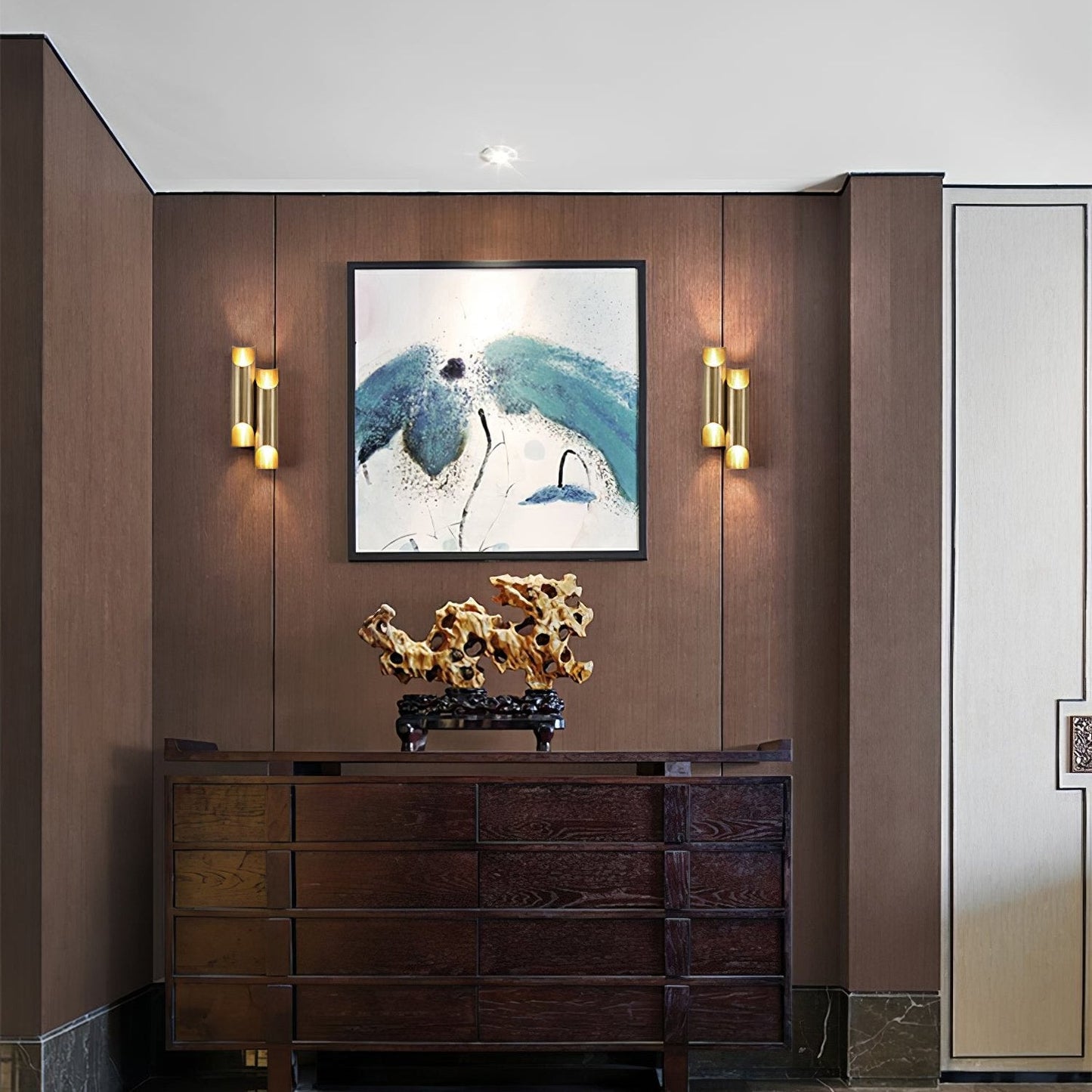 Elegant Callahan Brass Wall Lamp with Dual-Tube Design