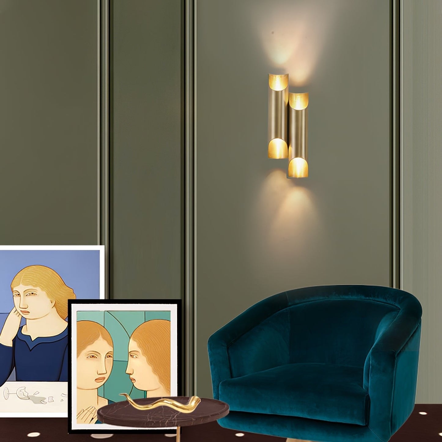 Elegant Callahan Brass Wall Lamp with Dual-Tube Design