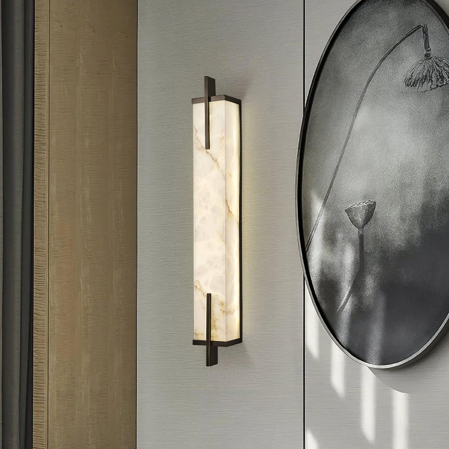 Calliope Wall Sconce Brass & Alabaster LED Light