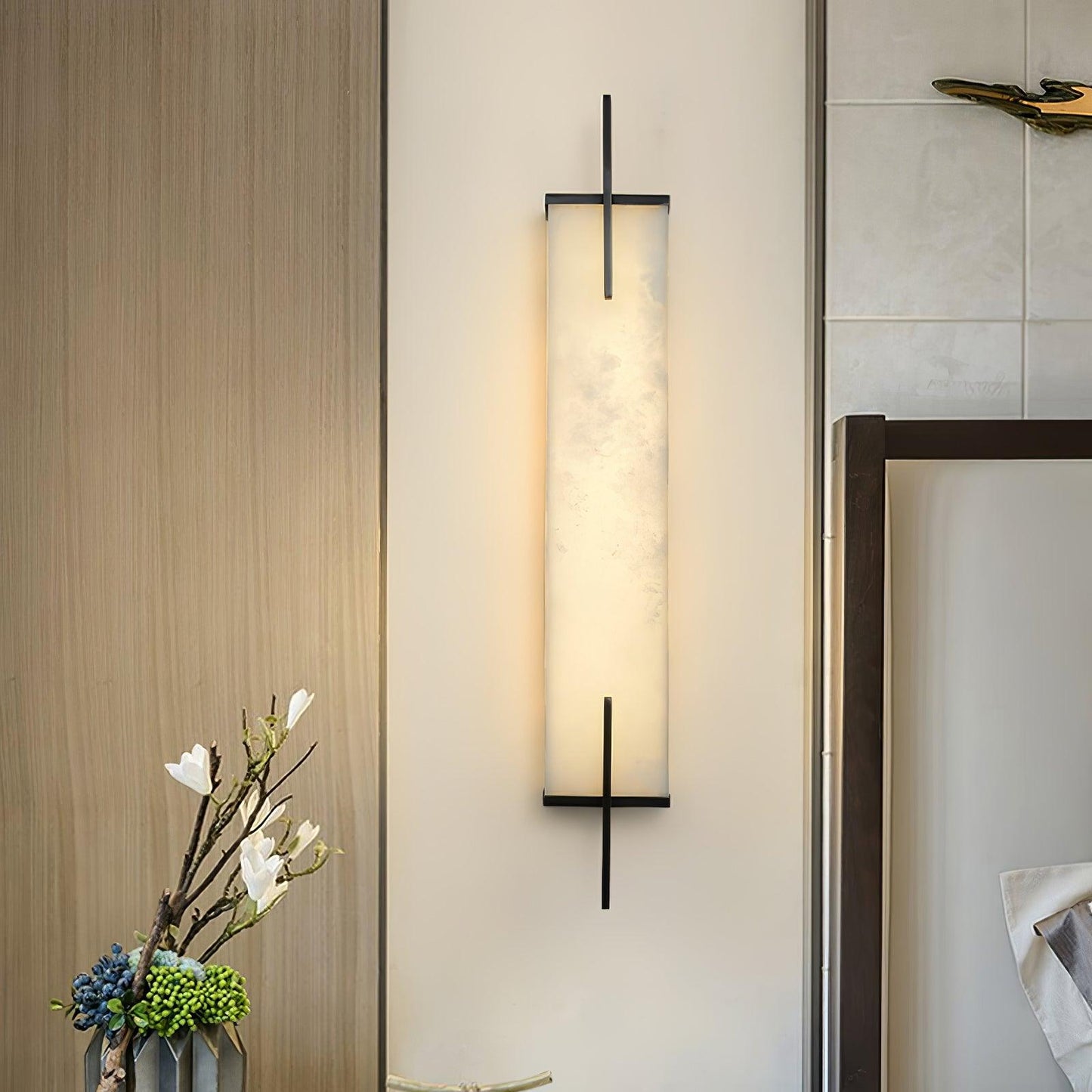Calliope Wall Sconce Brass & Alabaster LED Light
