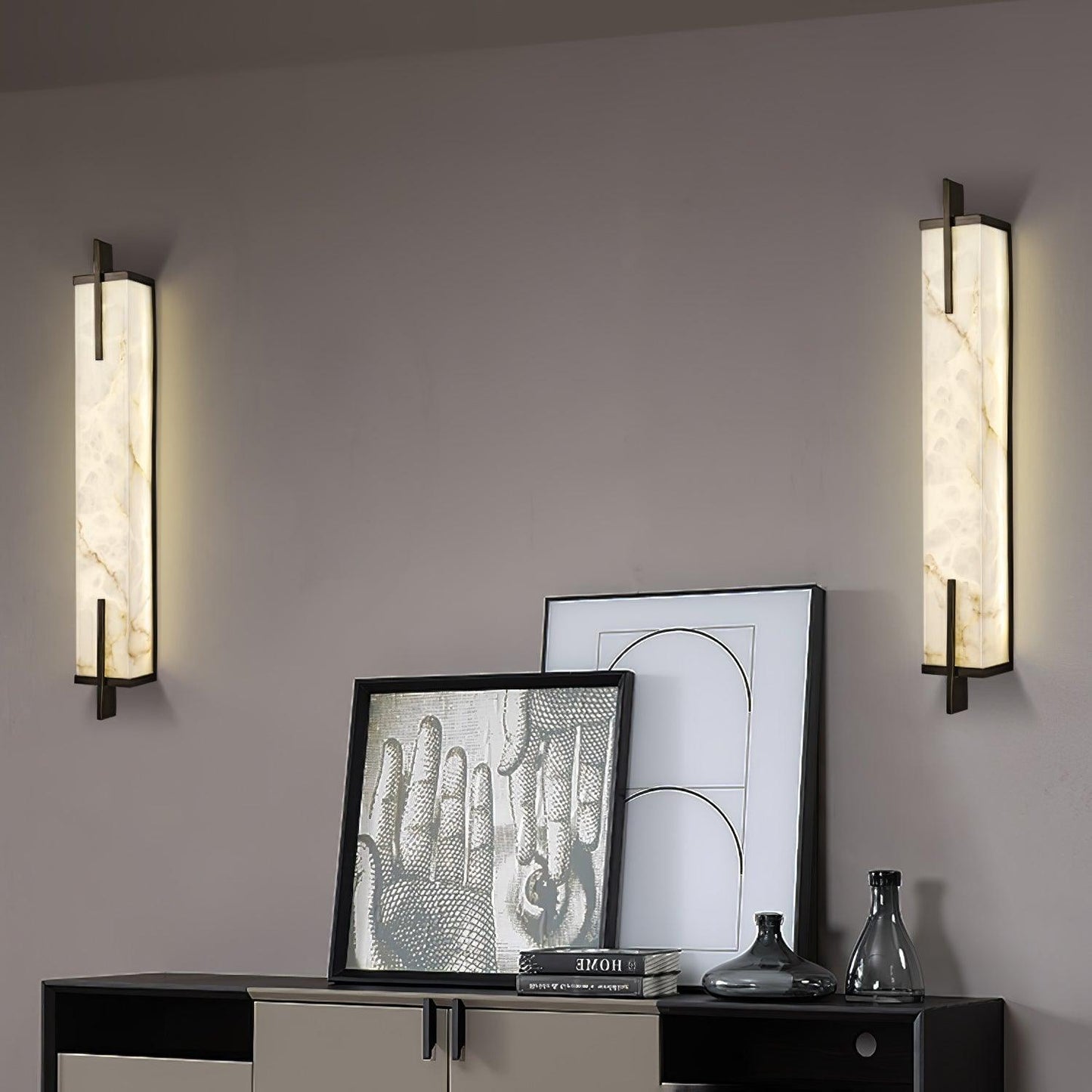 Calliope Wall Sconce Brass & Alabaster LED Light