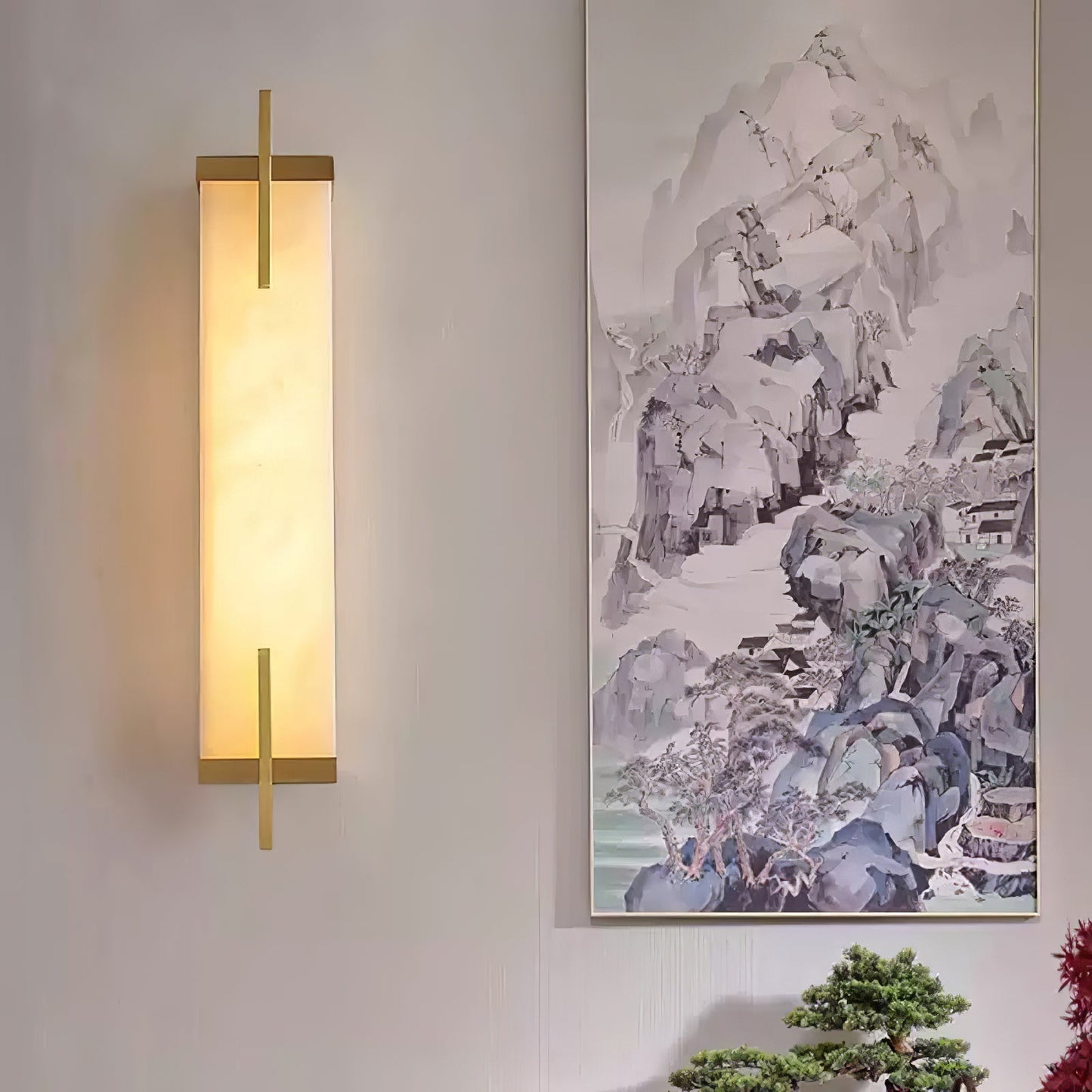 Calliope Wall Sconce Brass & Alabaster LED Light