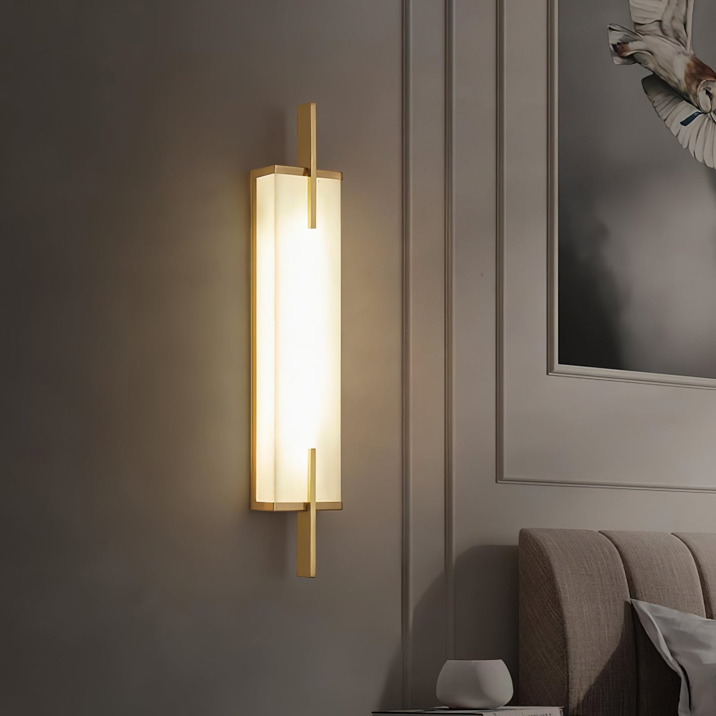 Calliope Wall Sconce Brass & Alabaster LED Light