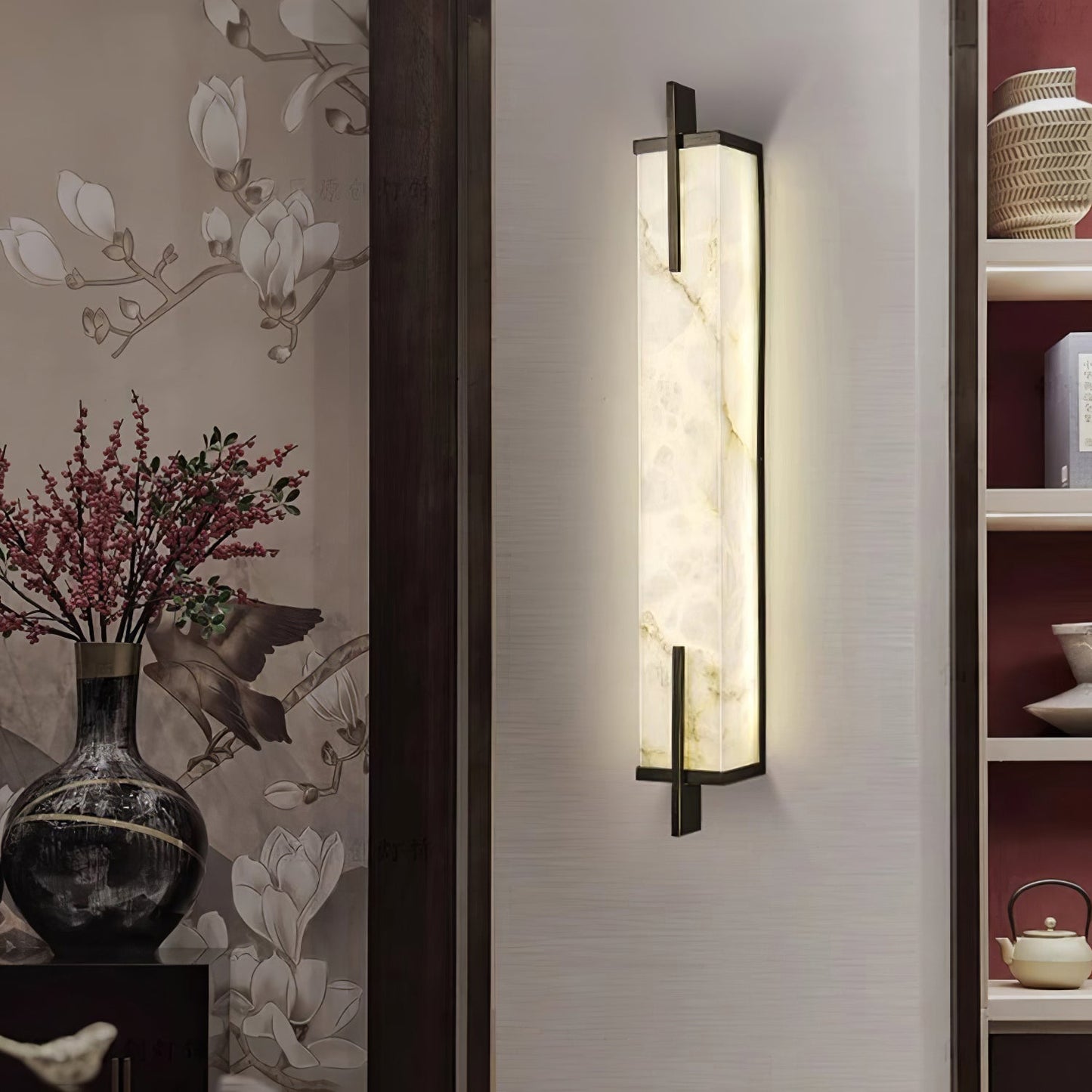 Calliope Wall Sconce Brass & Alabaster LED Light