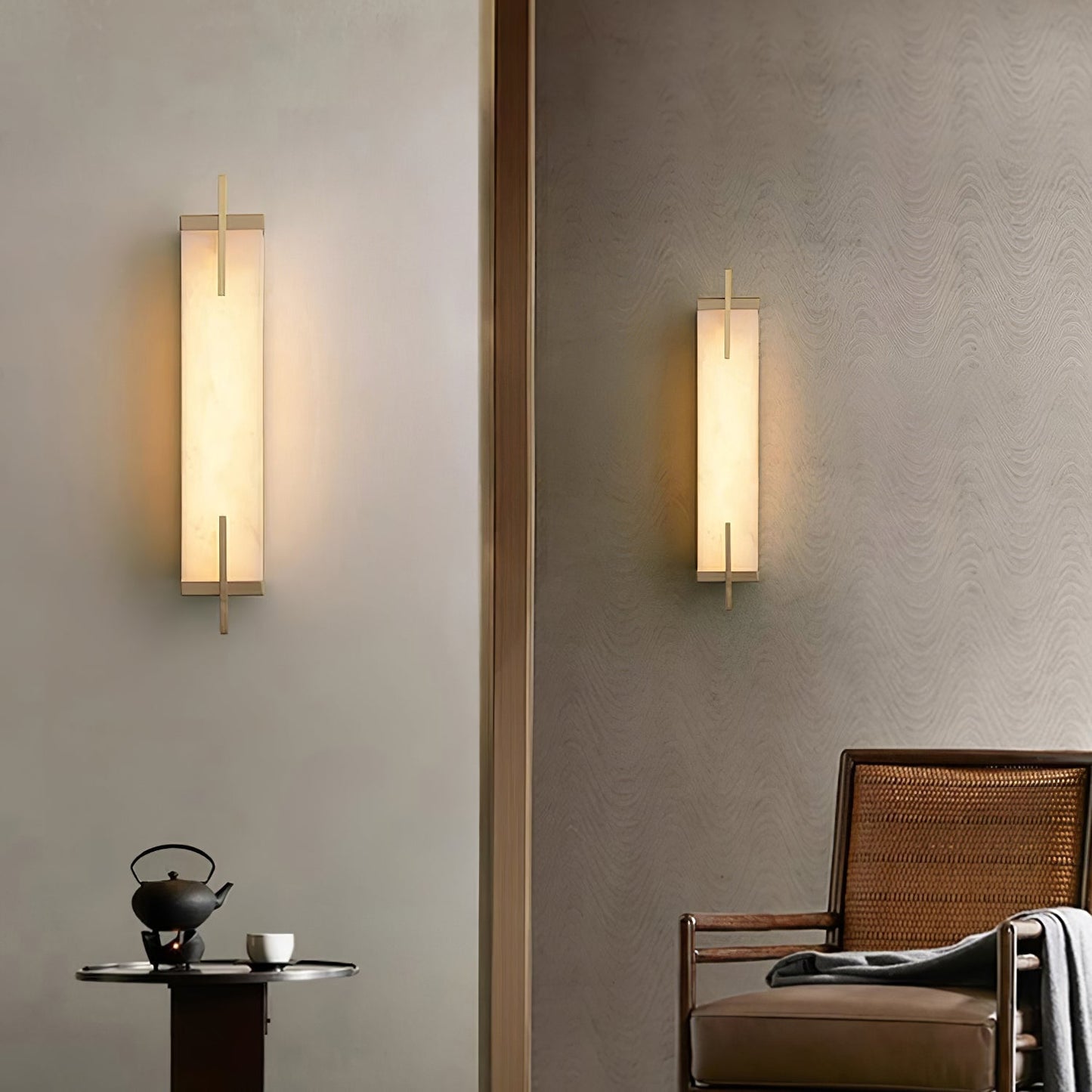 Calliope Wall Sconce Brass & Alabaster LED Light