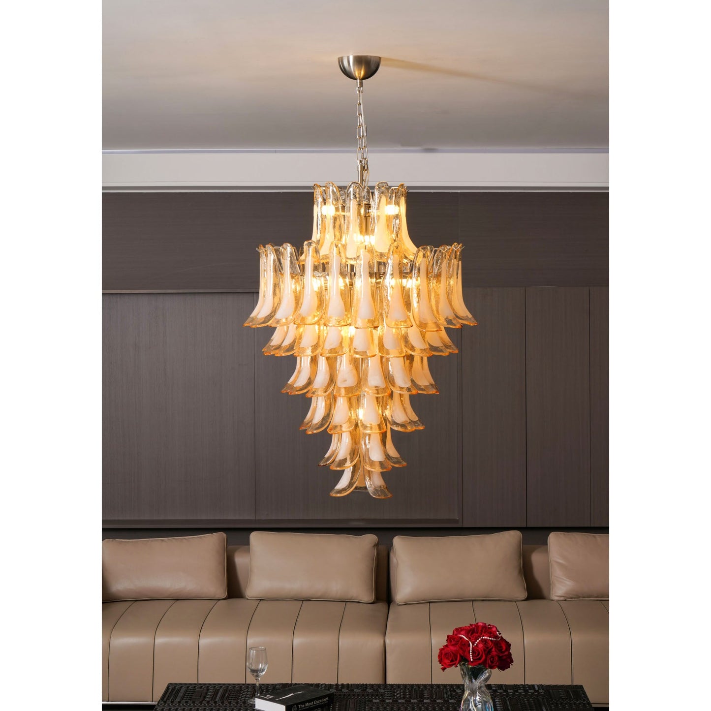 Yellow Murano Glass Petals Chandelier - YIOSI