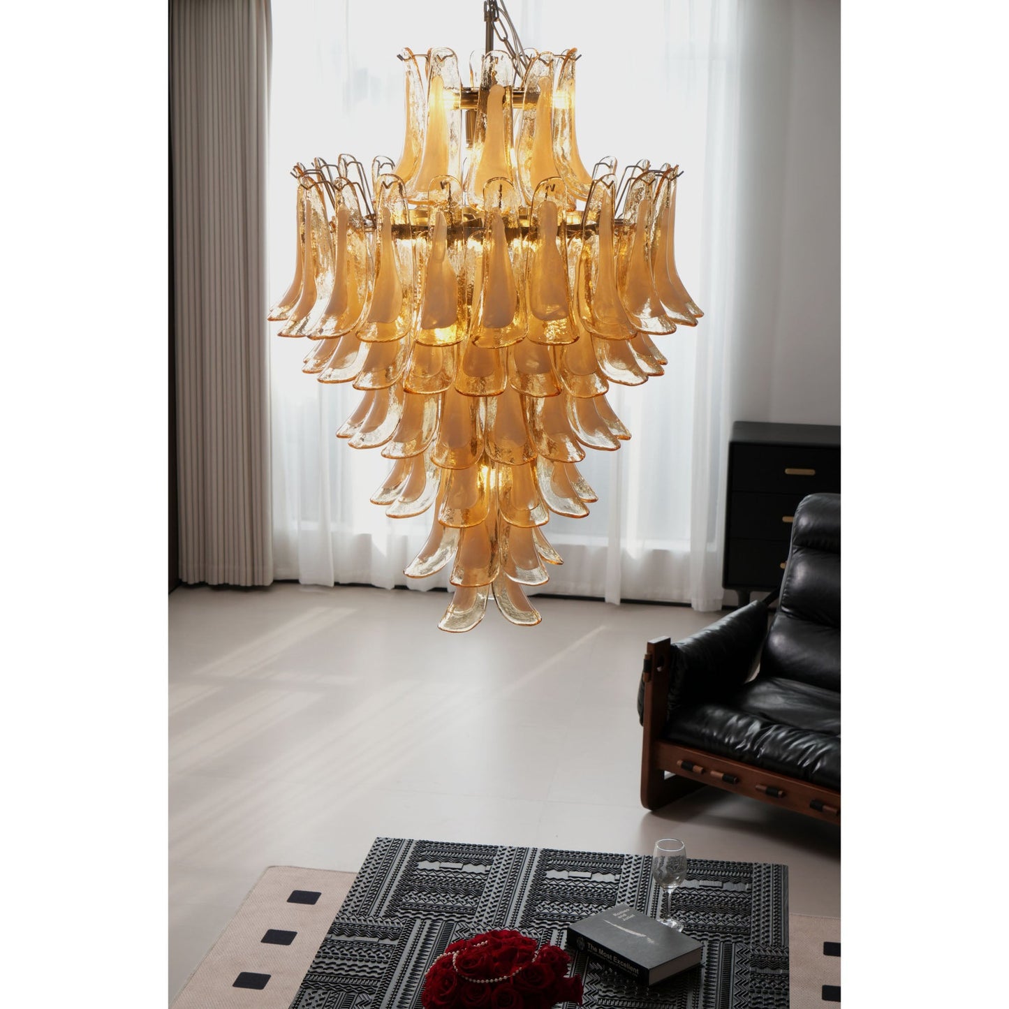 Yellow Murano Glass Petals Chandelier - YIOSI