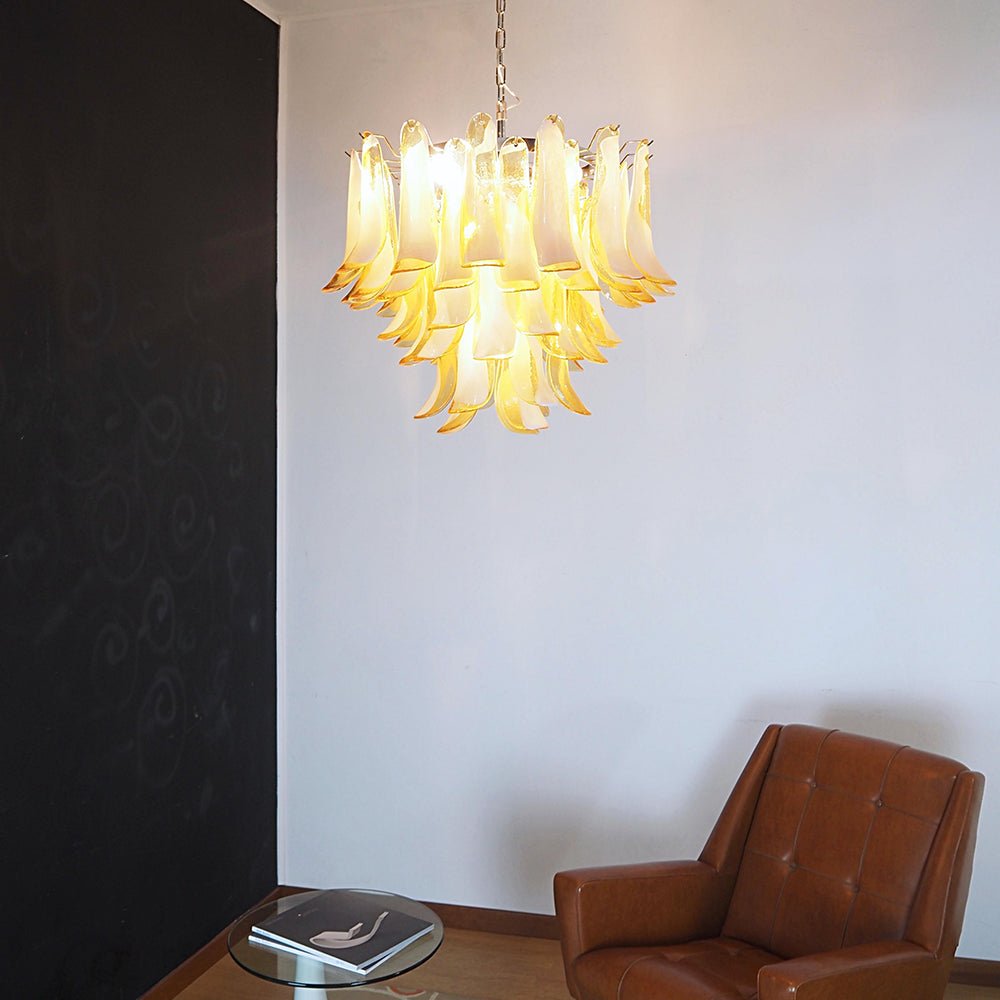 Amber Glass Murano Petals Chandelier - YIOSI