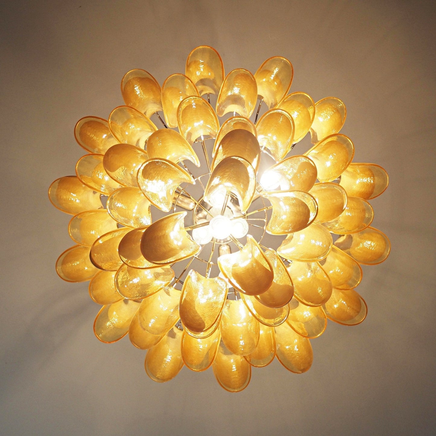 Amber Glass Murano Petals Chandelier - YIOSI