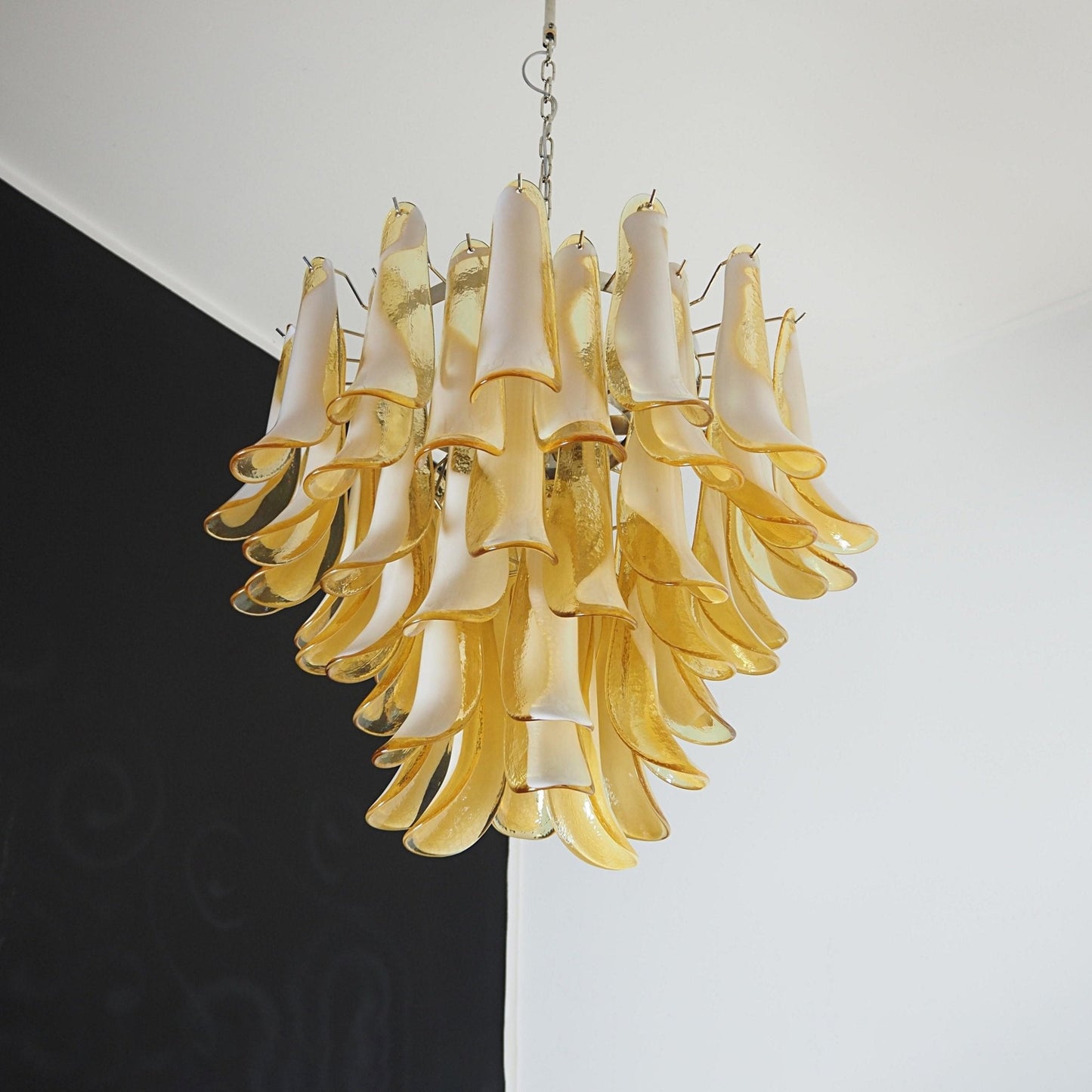 Amber Glass Murano Petals Chandelier - YIOSI