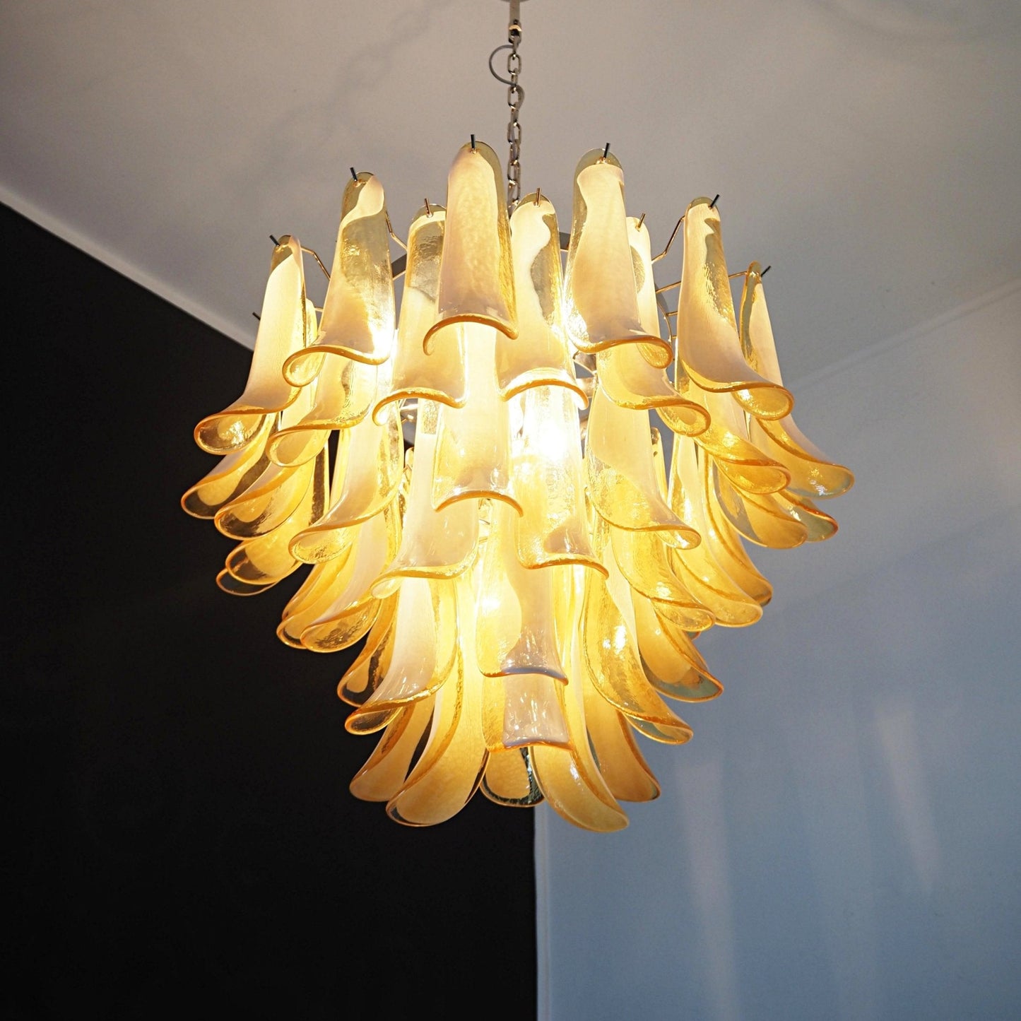Amber Glass Murano Petals Chandelier - YIOSI