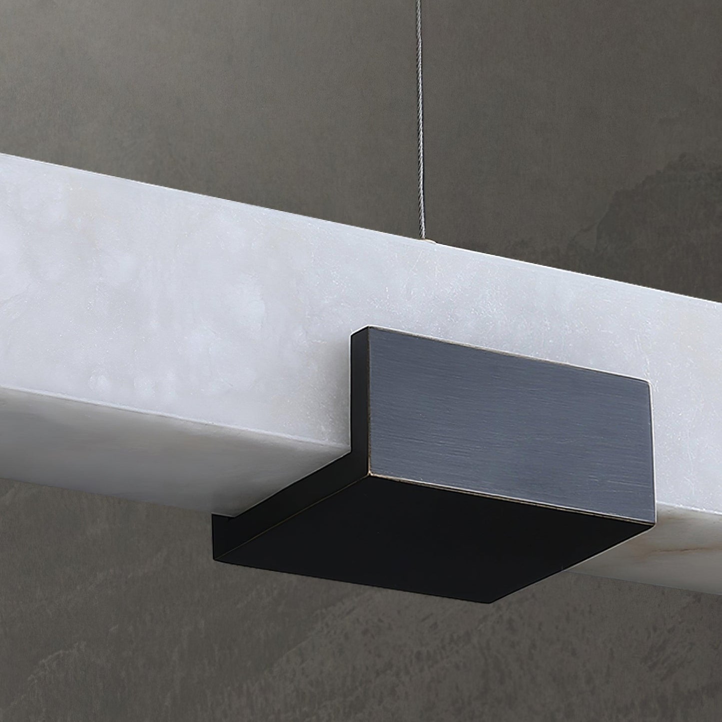 Cary Alabaster Pendant Light – Black & White Brass Finish