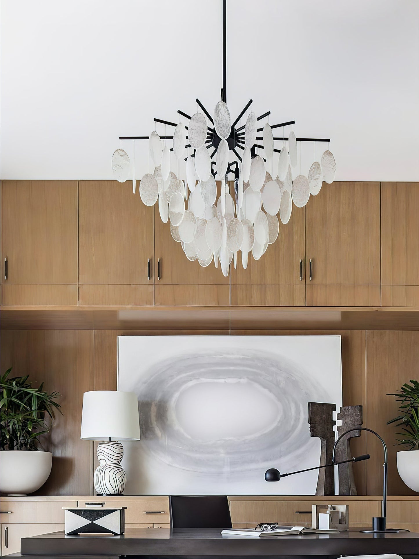 Cascading Selenite Disc Chandelier - YIOSI