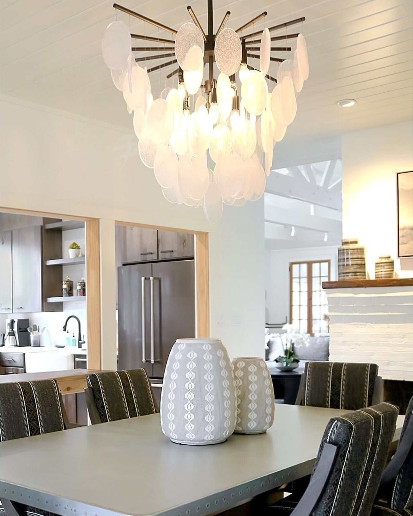 Cascading Selenite Disc Chandelier - YIOSI