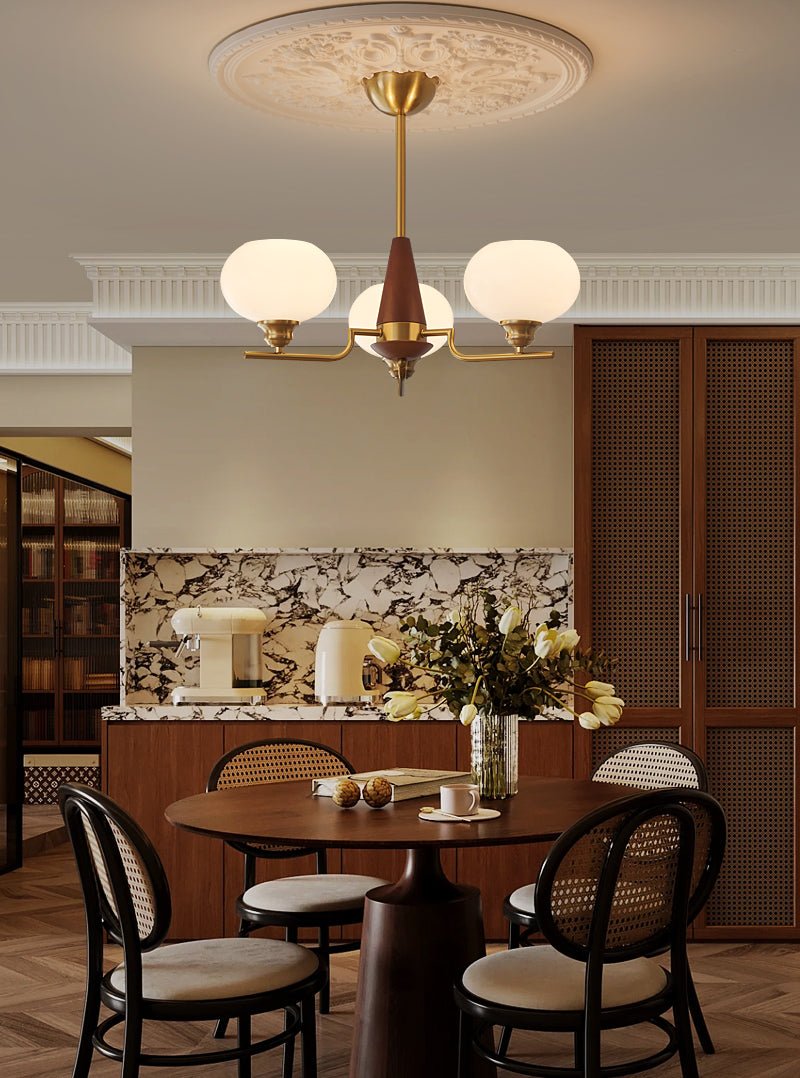 Celeste Sphere Walnut Chandelier - YIOSI