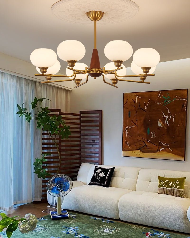 Celeste Sphere Walnut Chandelier - YIOSI