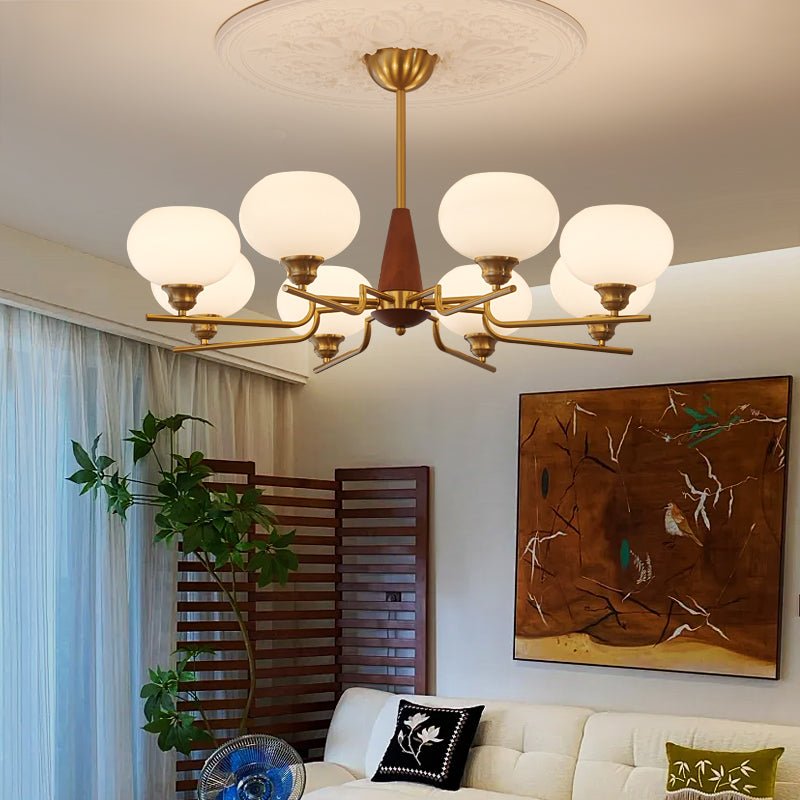Celeste Sphere Walnut Chandelier - YIOSI