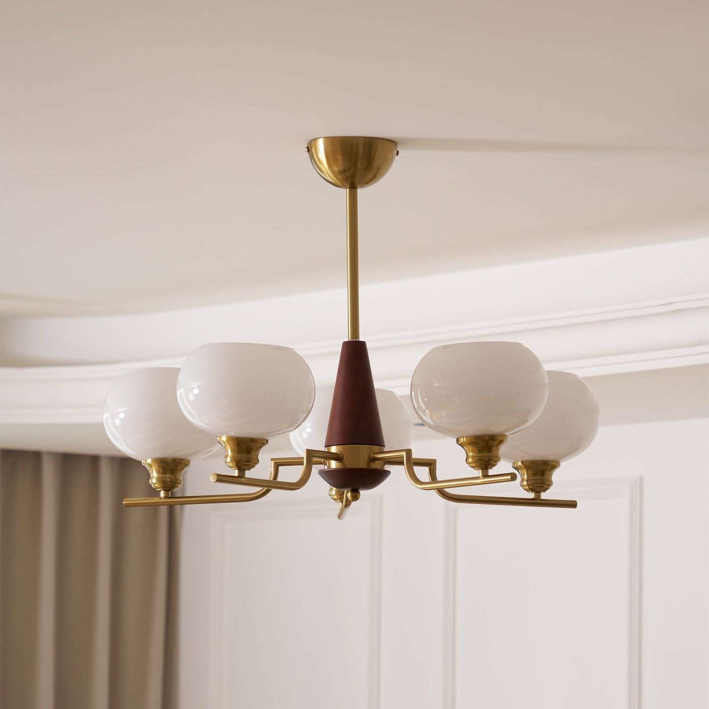 Celeste Sphere Walnut Chandelier - YIOSI