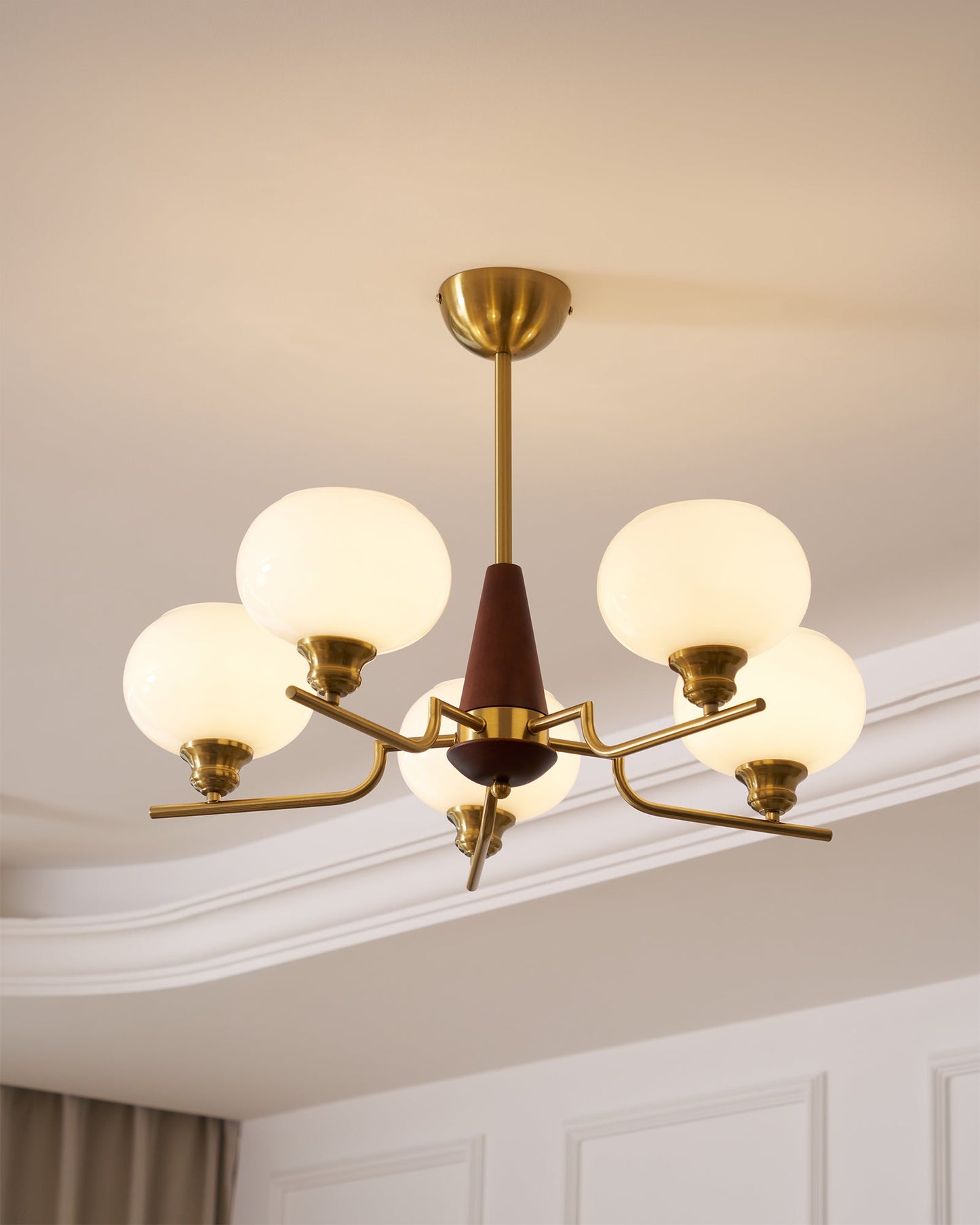 Celeste Sphere Walnut Chandelier - YIOSI
