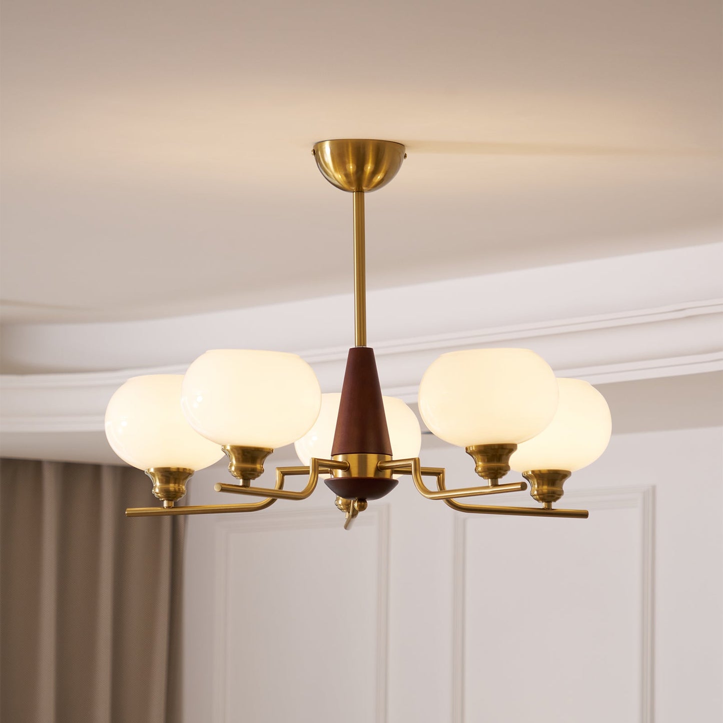 Celeste Sphere Walnut Chandelier - YIOSI