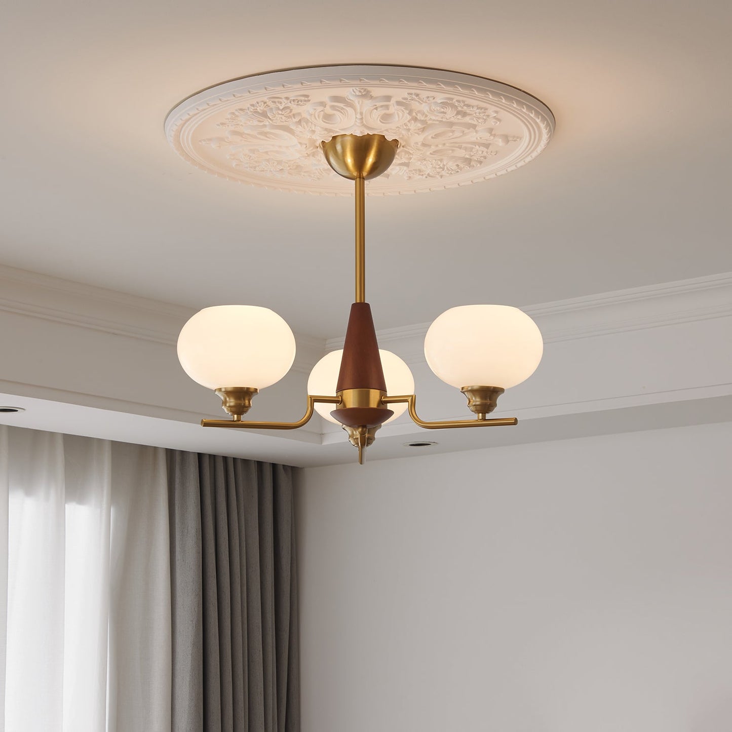 Celeste Sphere Walnut Chandelier - YIOSI