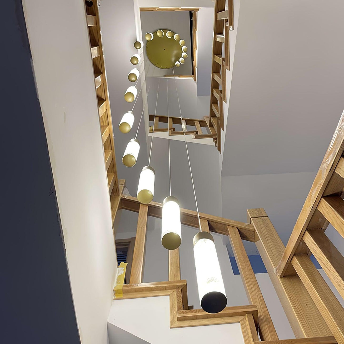 Celestial Alabaster Cascade Chandelier – Brass & White Multi-Head LED