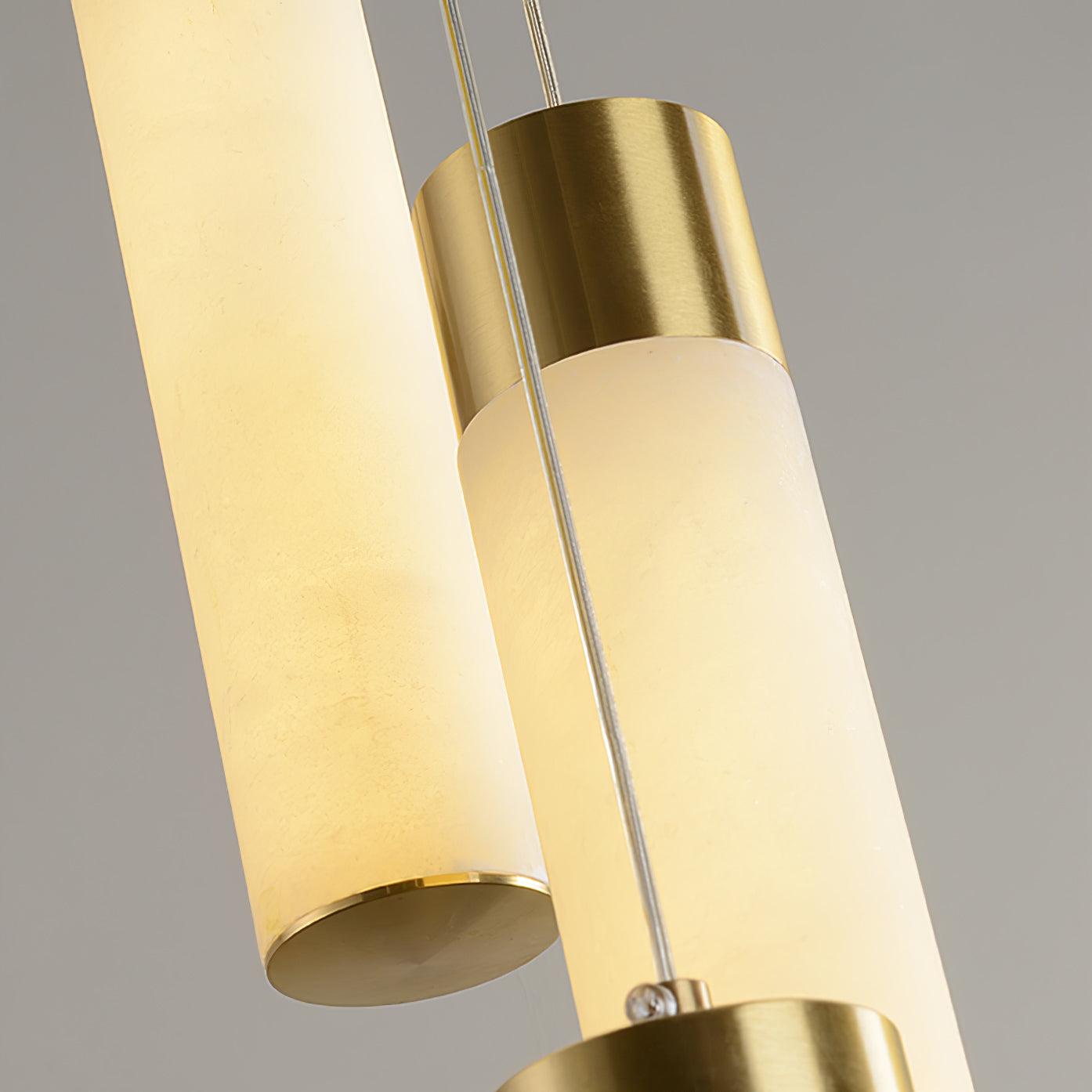 Celestial Alabaster Cascade Chandelier – Brass & White Multi-Head LED