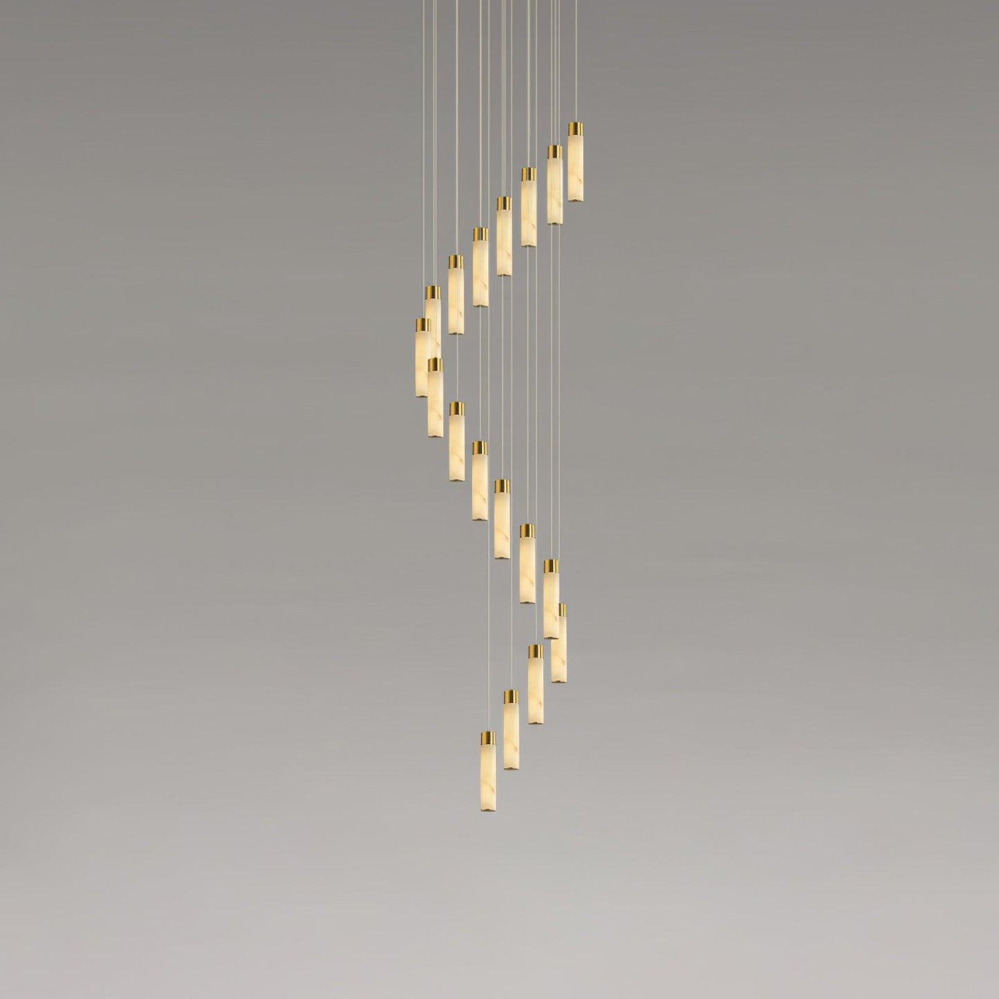 Celestial Alabaster Cascade Chandelier – Brass & White Multi-Head LED