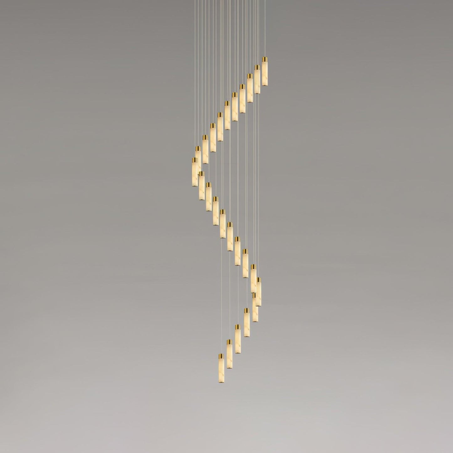 Celestial Alabaster Cascade Chandelier – Brass & White Multi-Head LED
