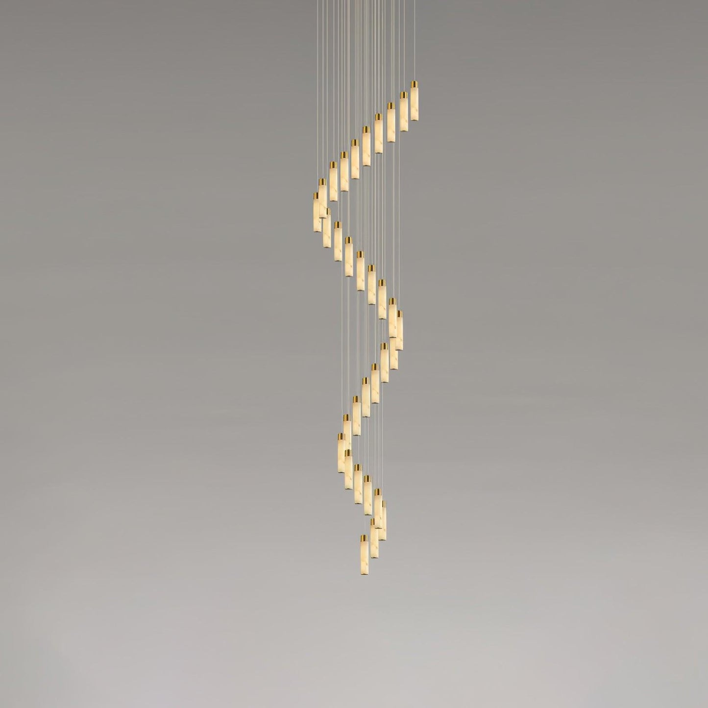 Celestial Alabaster Cascade Chandelier – Brass & White Multi-Head LED