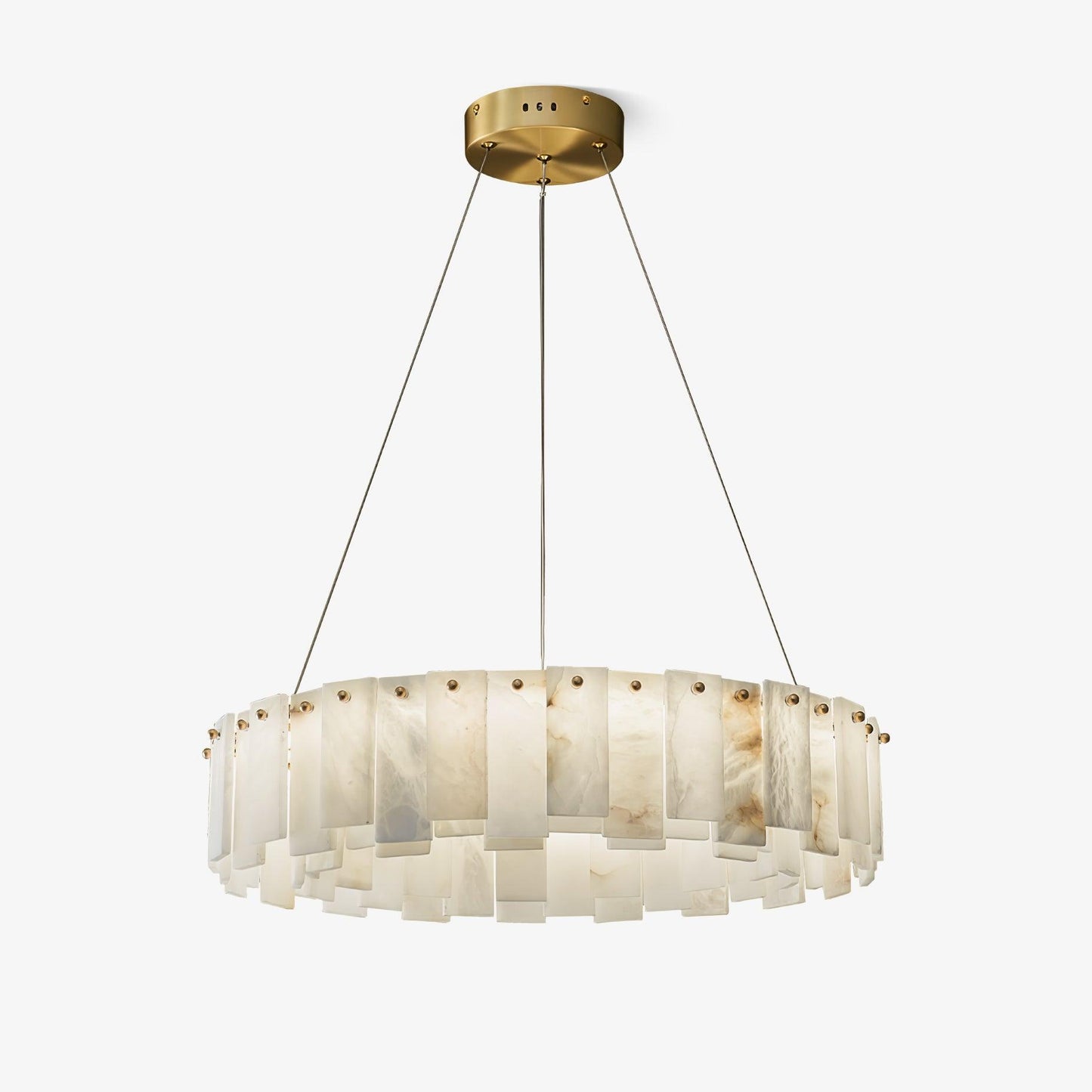 Celestial Alabaster Round Brass & White Chandelier – Heavenly Glow
