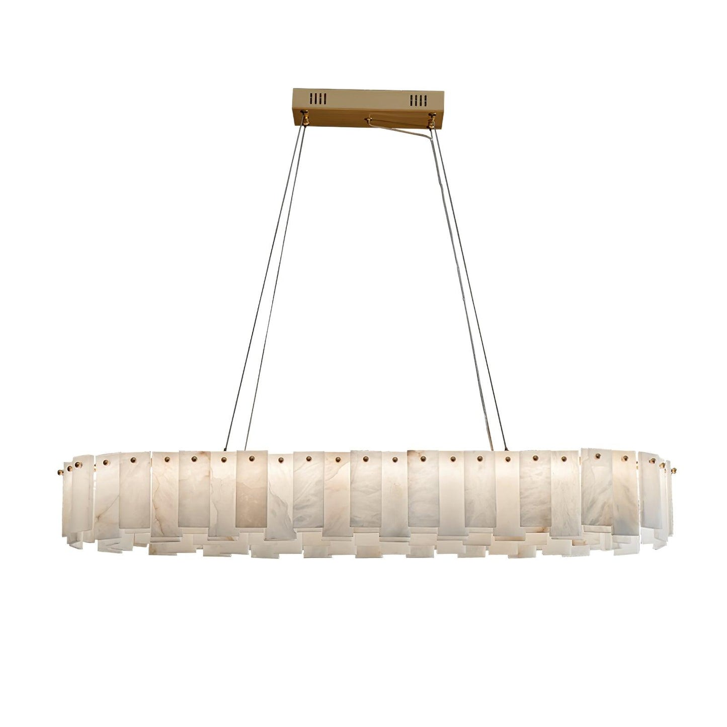 Celestial Alabaster Round Brass & White Chandelier – Heavenly Glow