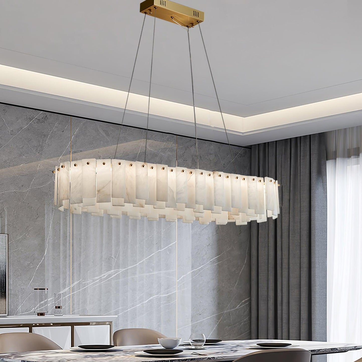 Celestial Alabaster Round Brass & White Chandelier – Heavenly Glow