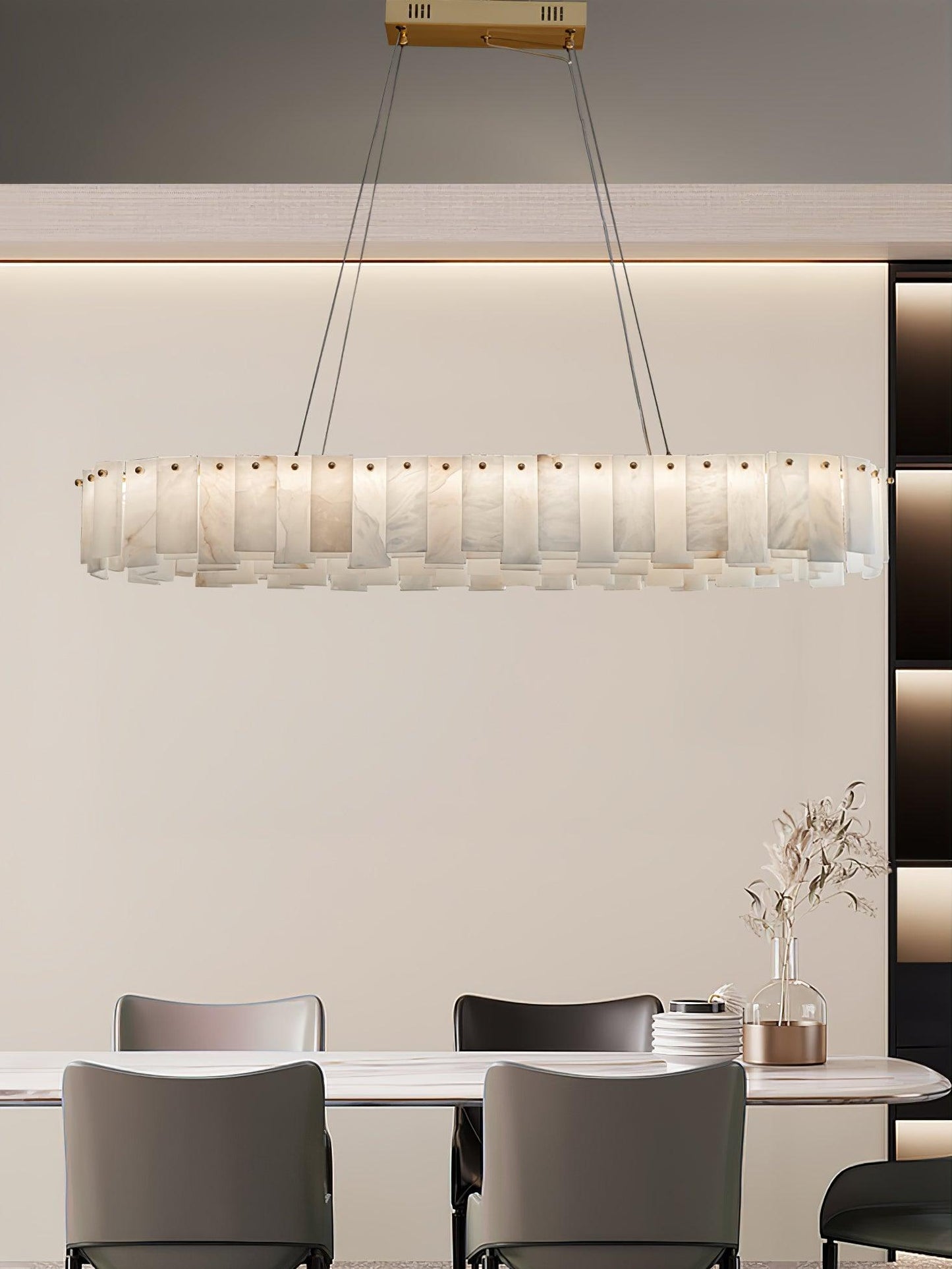 Celestial Alabaster Round Brass & White Chandelier – Heavenly Glow
