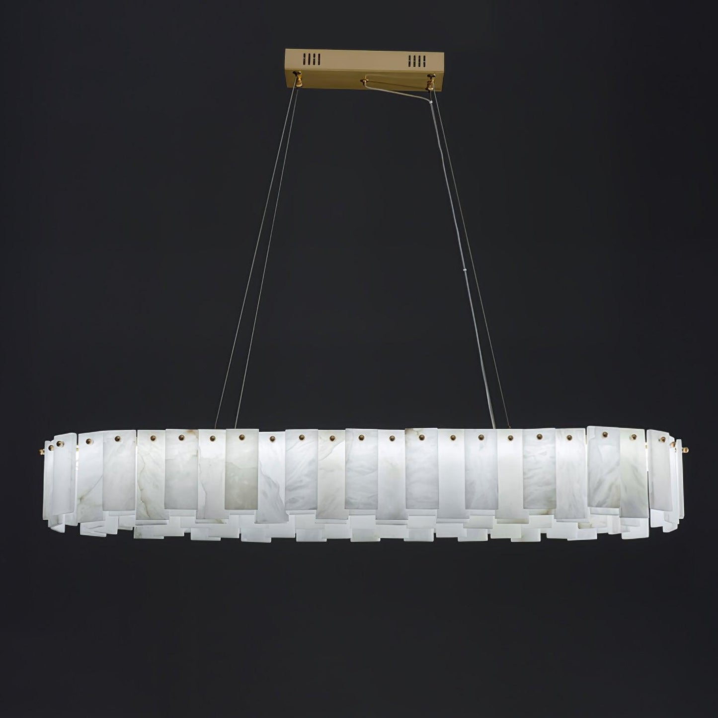 Celestial Alabaster Round Brass & White Chandelier – Heavenly Glow