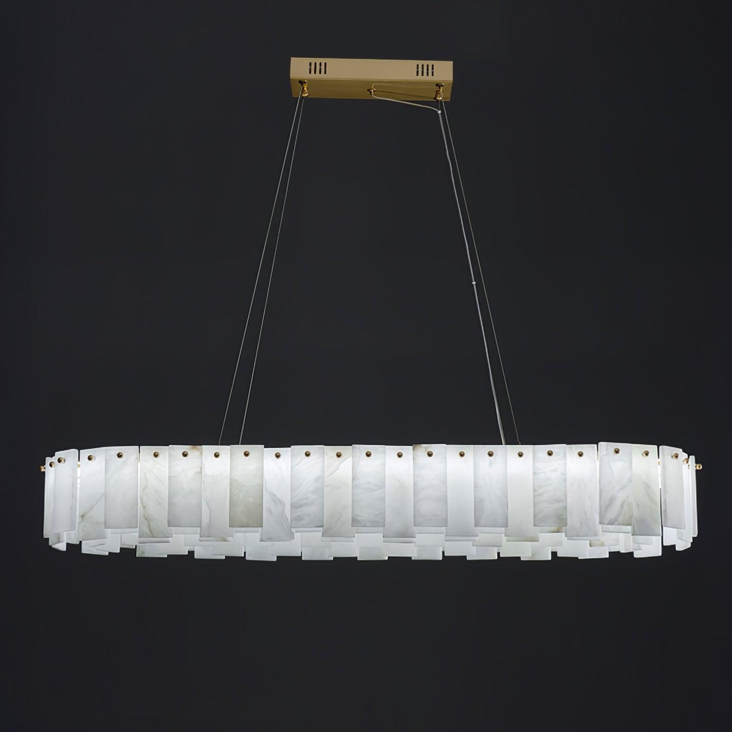 Celestial Alabaster Round Brass & White Chandelier – Heavenly Glow
