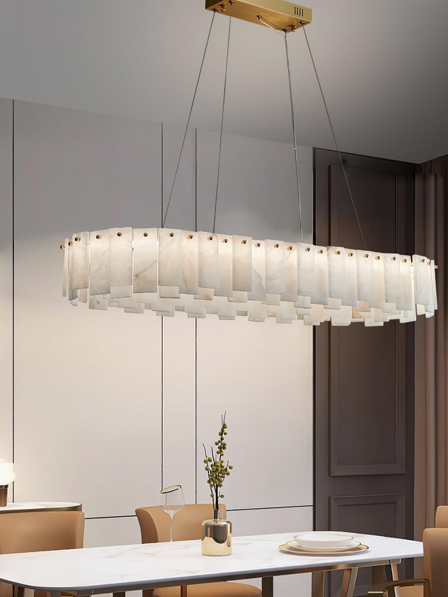 Celestial Alabaster Round Brass & White Chandelier – Heavenly Glow