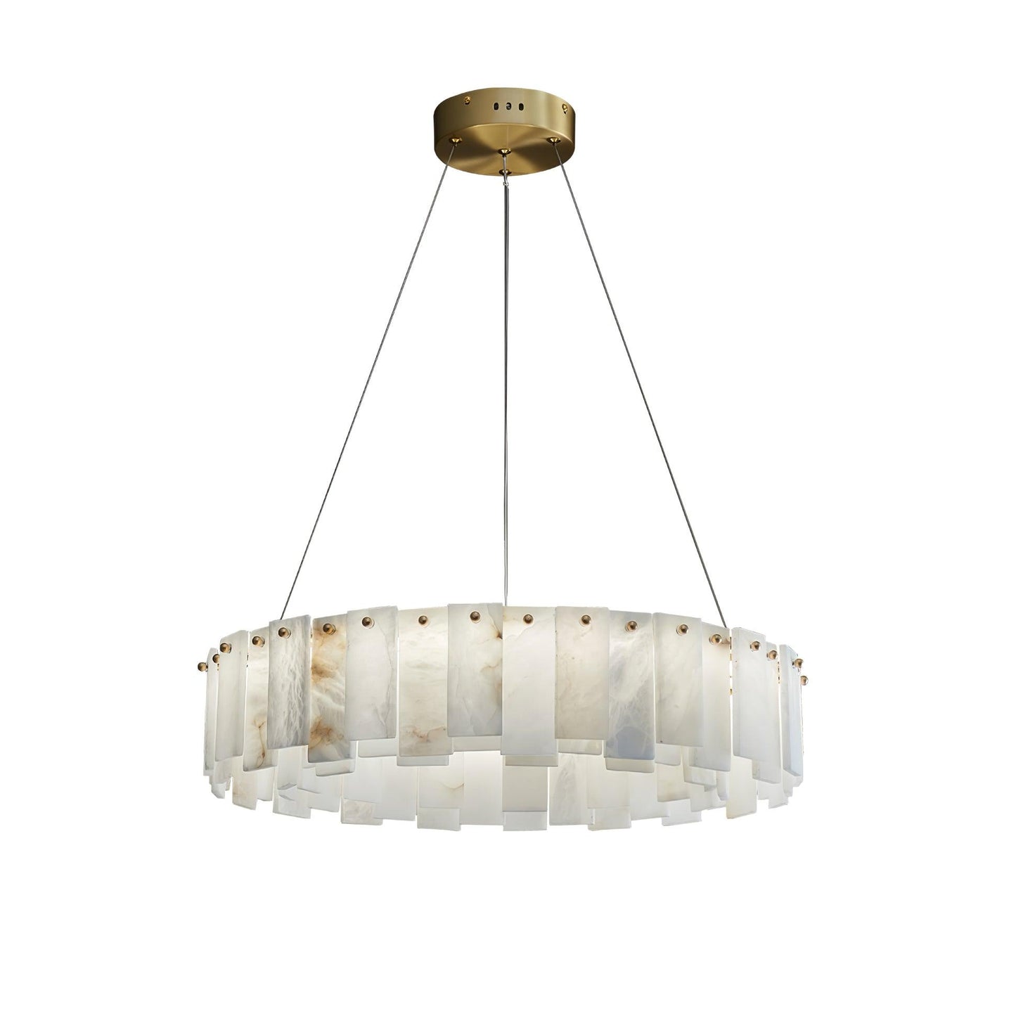 Celestial Alabaster Round Brass & White Chandelier – Heavenly Glow