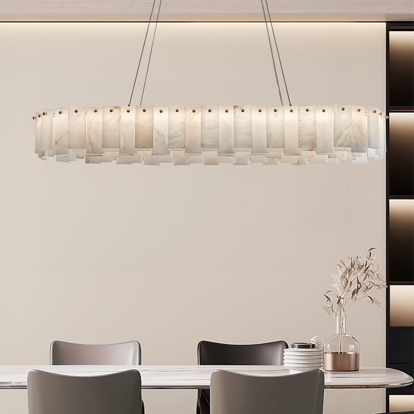 Celestial Alabaster Round Brass & White Chandelier – Heavenly Glow