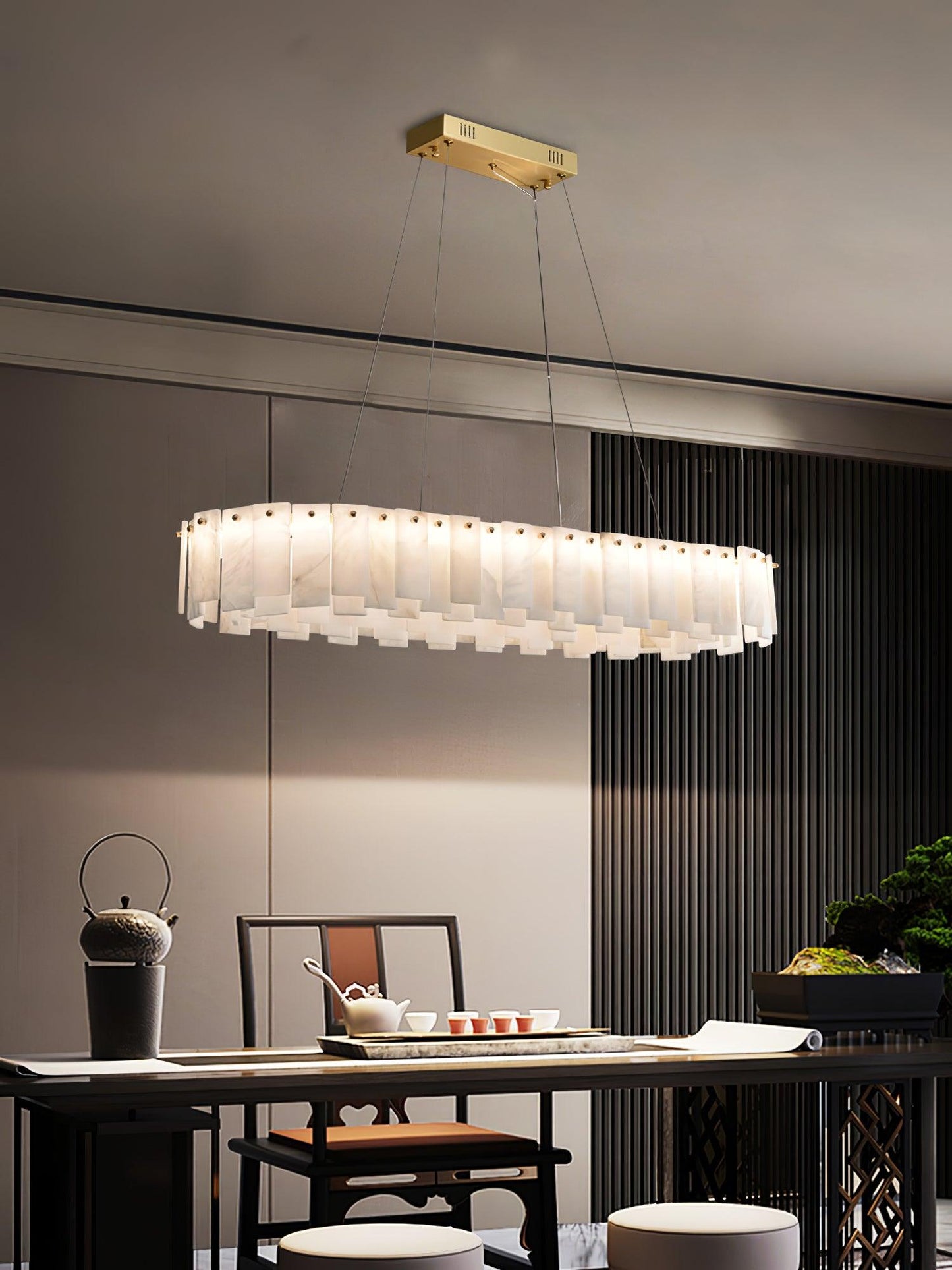 Celestial Alabaster Round Brass & White Chandelier – Heavenly Glow