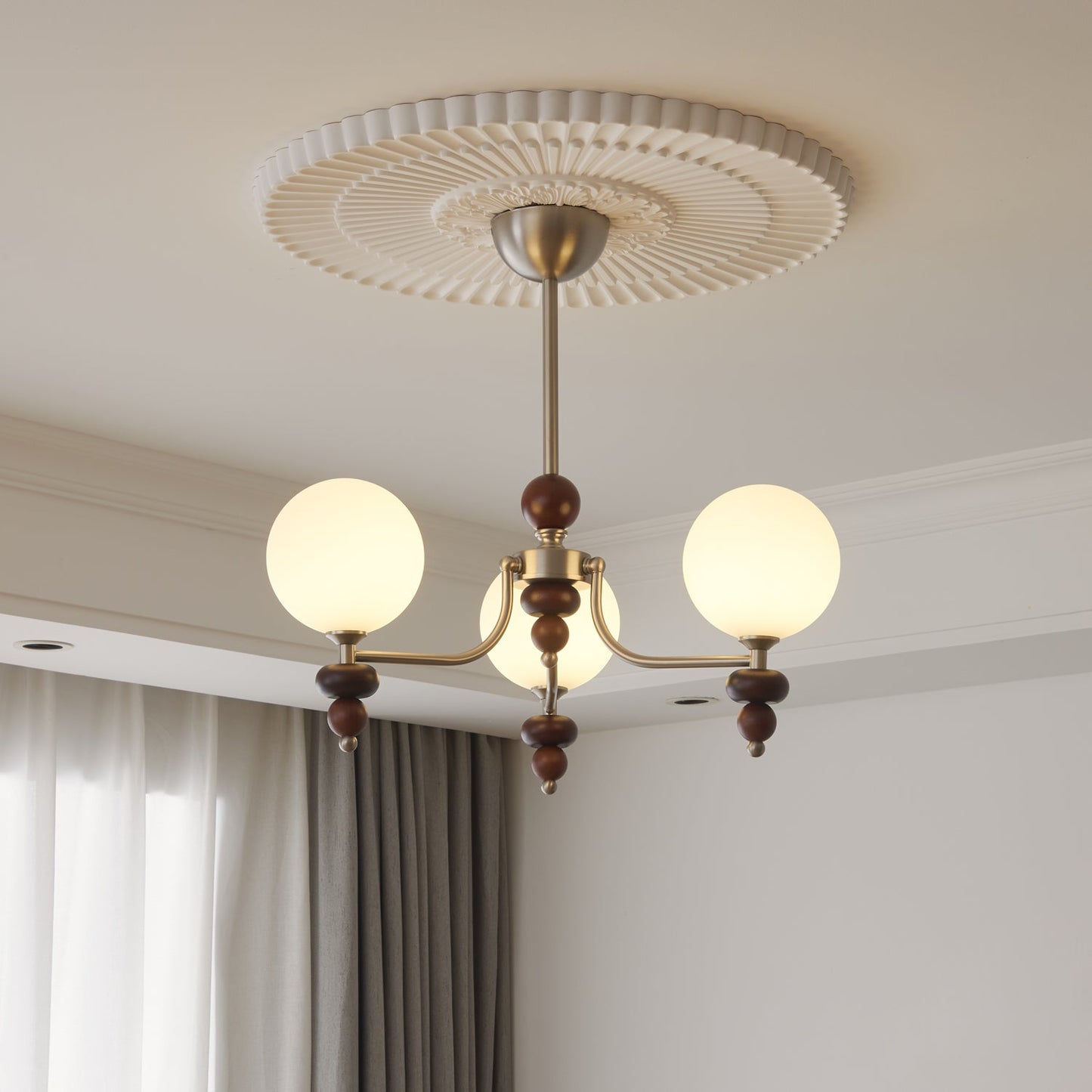 Celestial Sphere Walnut Chandelier - YIOSI